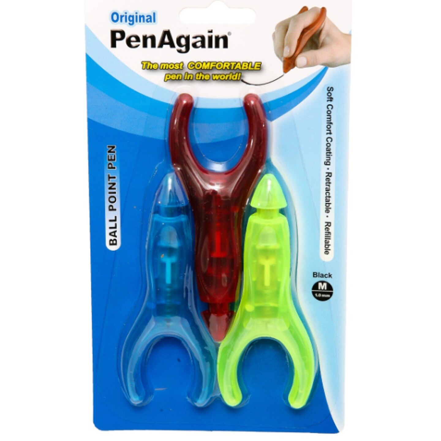 Ergonomic Pen, Black Ink, Pack of 3