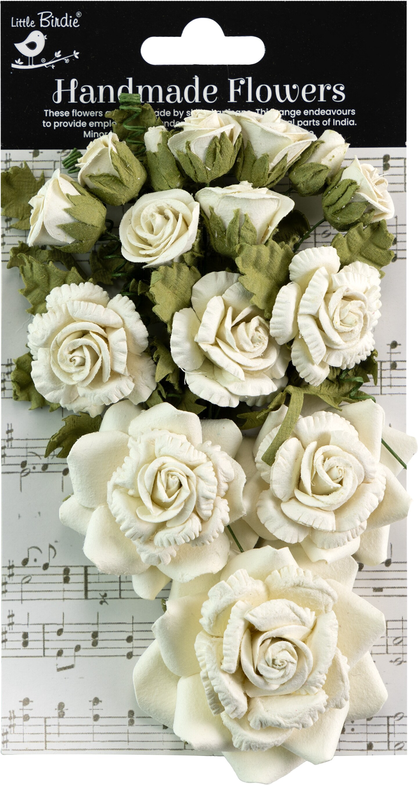 Little Birdie Annis Paper Flowers 21/Pkg-Ivory Pearl