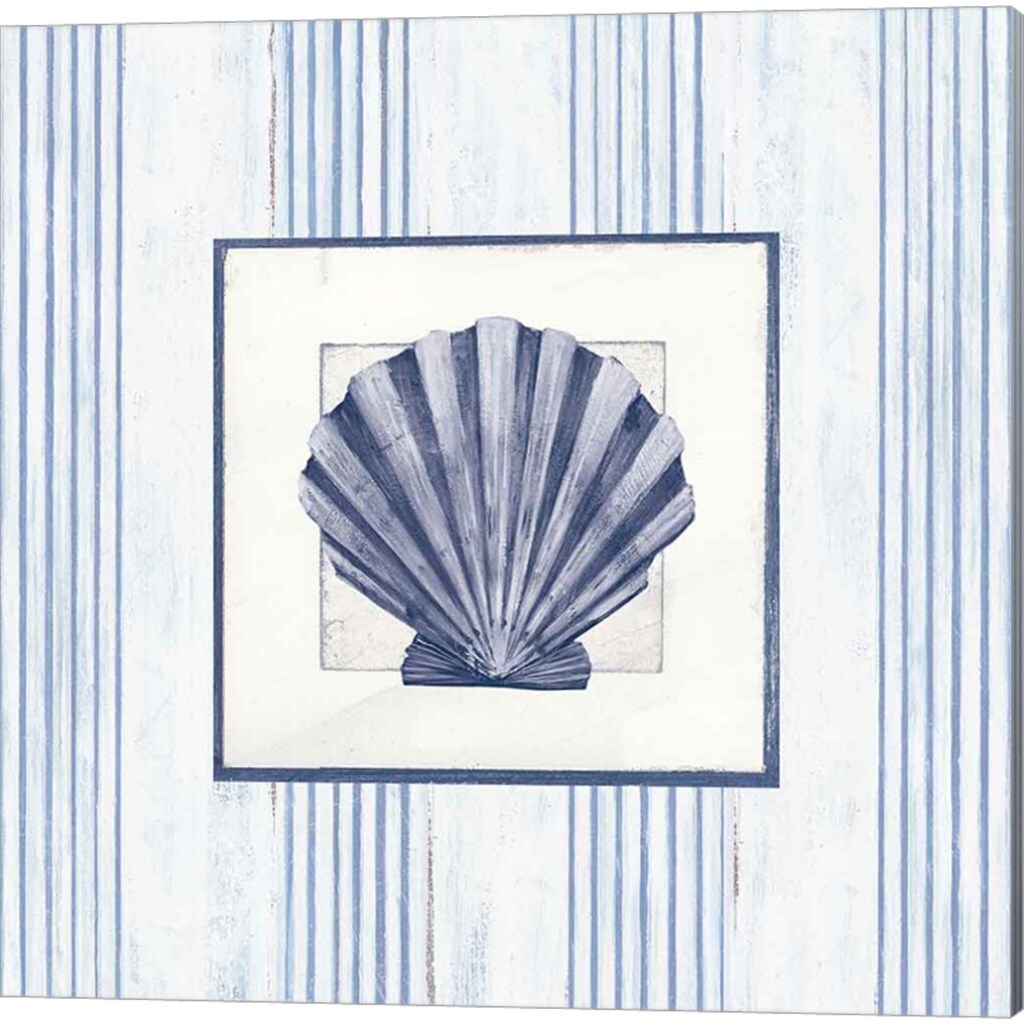 Sanibel Shell Navy by Avery Tillmon 14&#x22; x 14&#x22; Canvas Wall Art (Set of 2)
