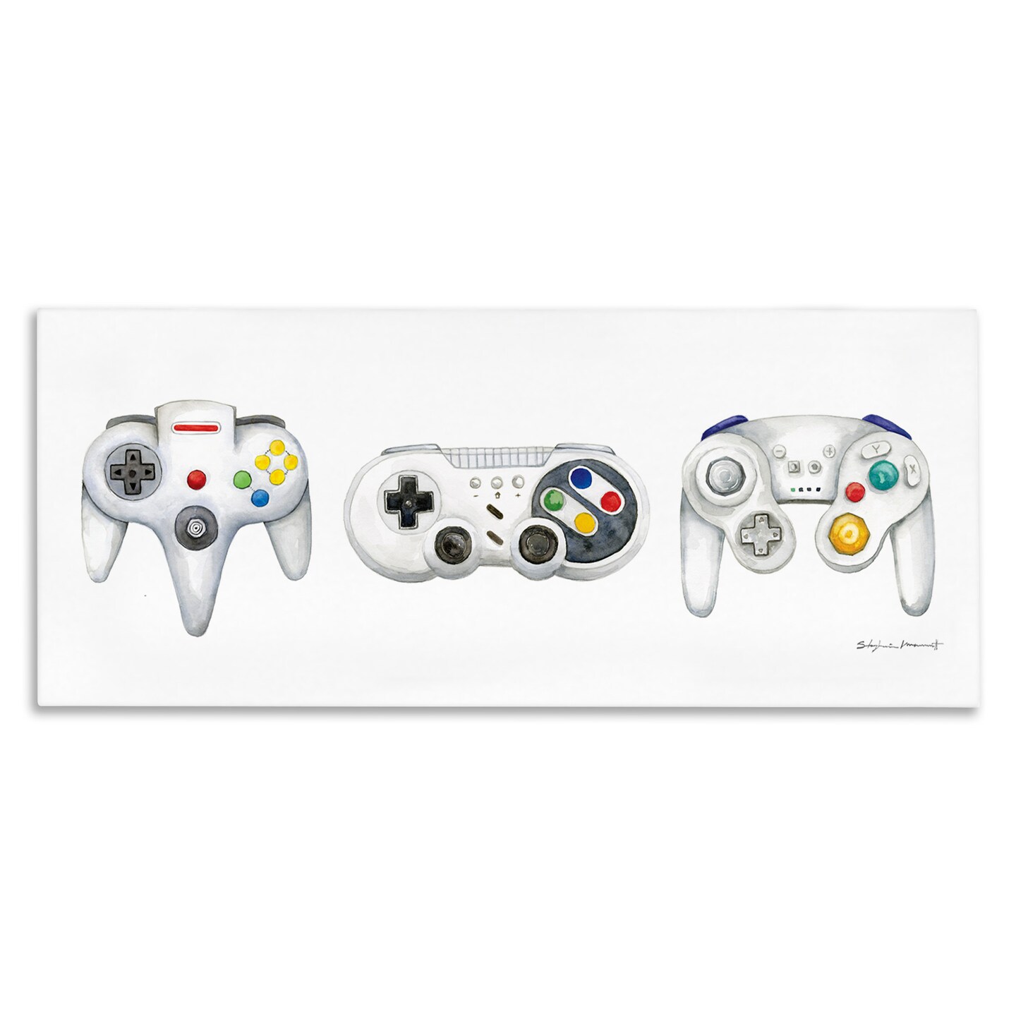 Stupell Industries Vintage Video Game Controllers Canvas Wall Art