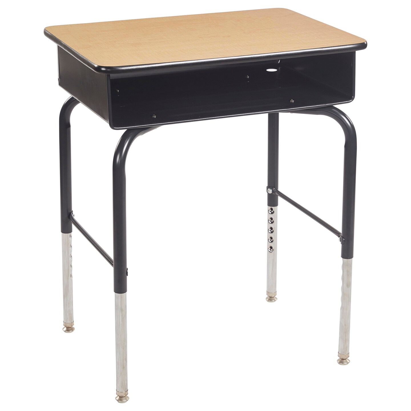 Open Front Student Desk with Metal Storage Book Box, Adjustable Height, 24in x18in