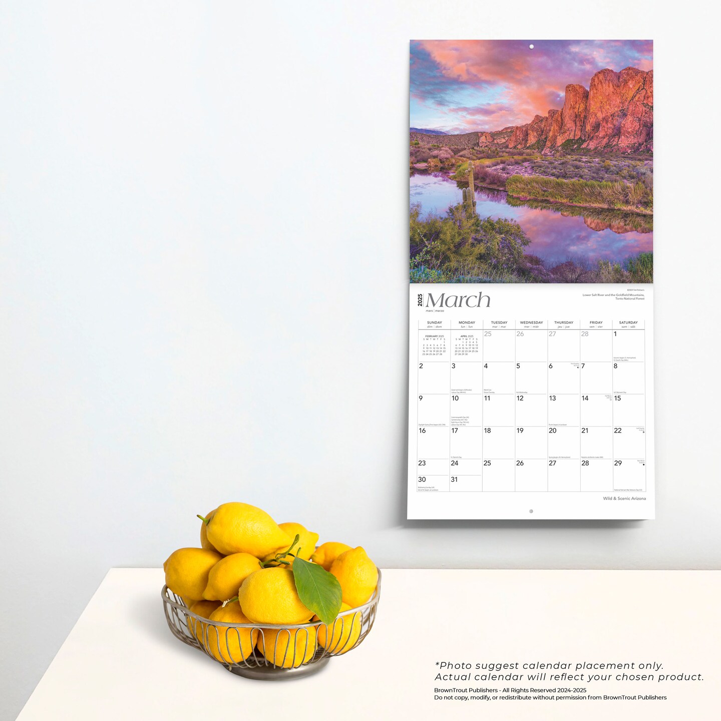 Arizona Wild &#x26; Scenic | 2025 12 x 24 Inch Monthly Square Wall Calendar | Plastic-Free | BrownTrout | USA United States of America Southwest State Nature