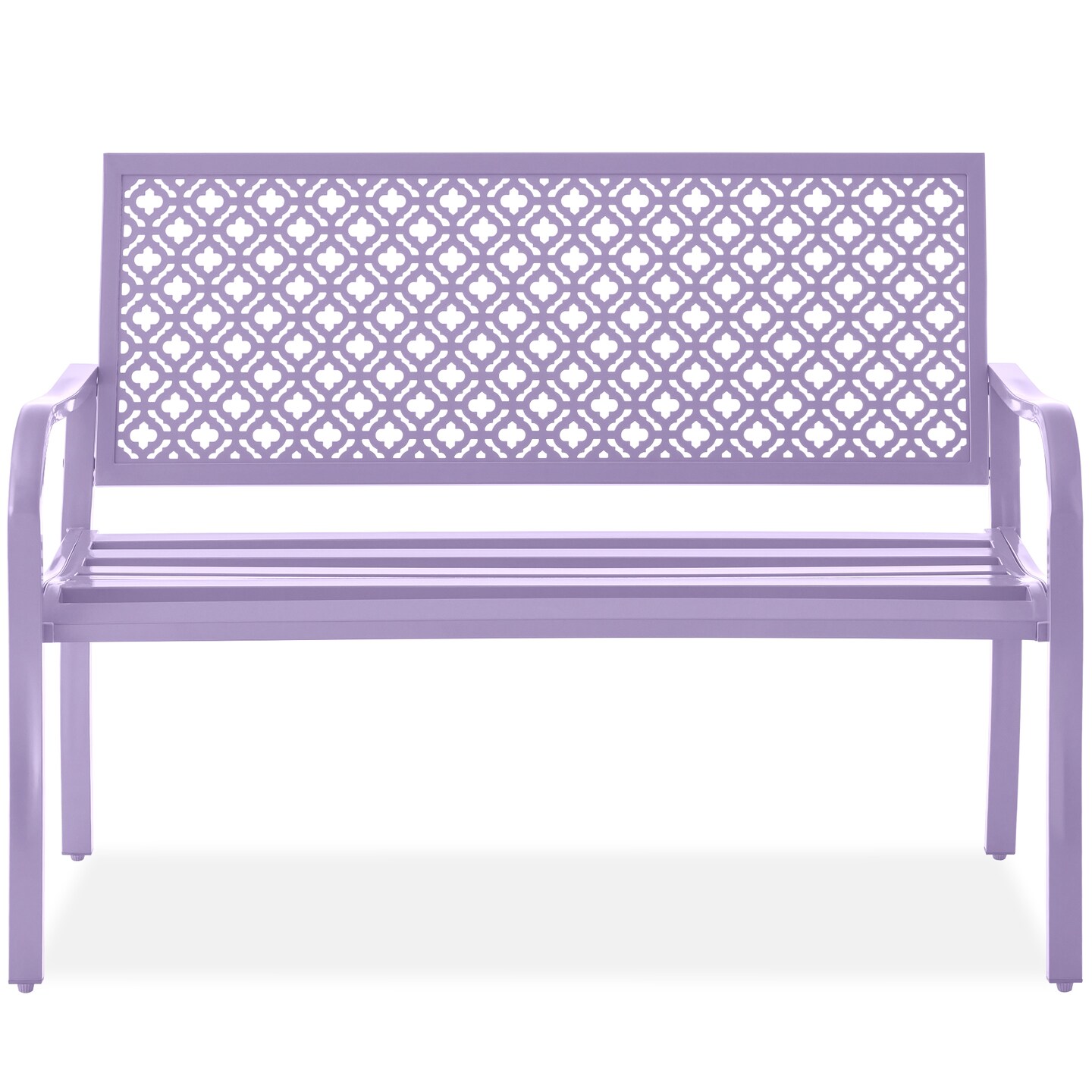 Best Choice Products Indoor Outdoor Steel Garden Bench w/ Geometric Backrest, Foot Levelers