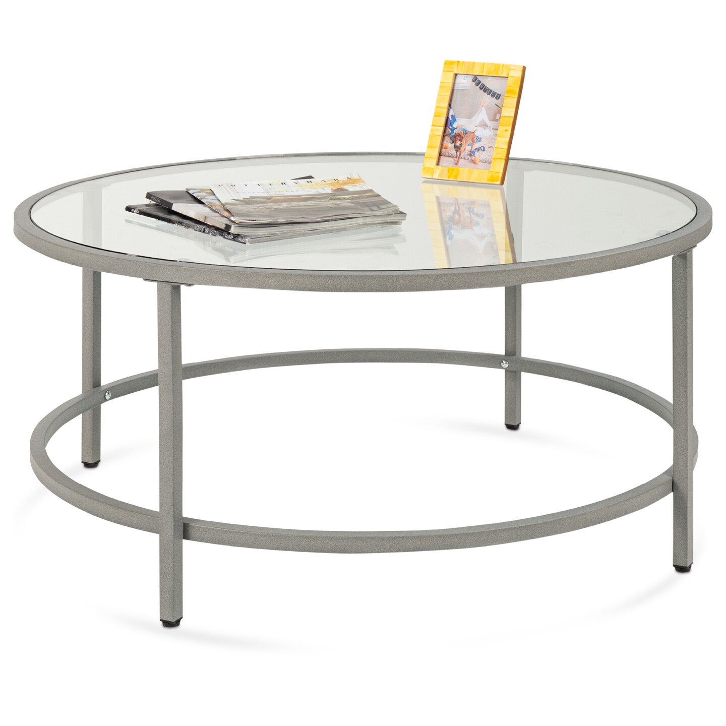 Best Choice Products 36in Round Tempered Glass Coffee Table for Home, Living Room, Dining Room