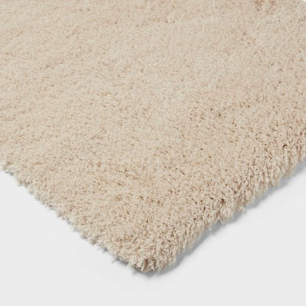 24&#x22;x40&#x22; Spa Plush Bath Rug Almond Threshold