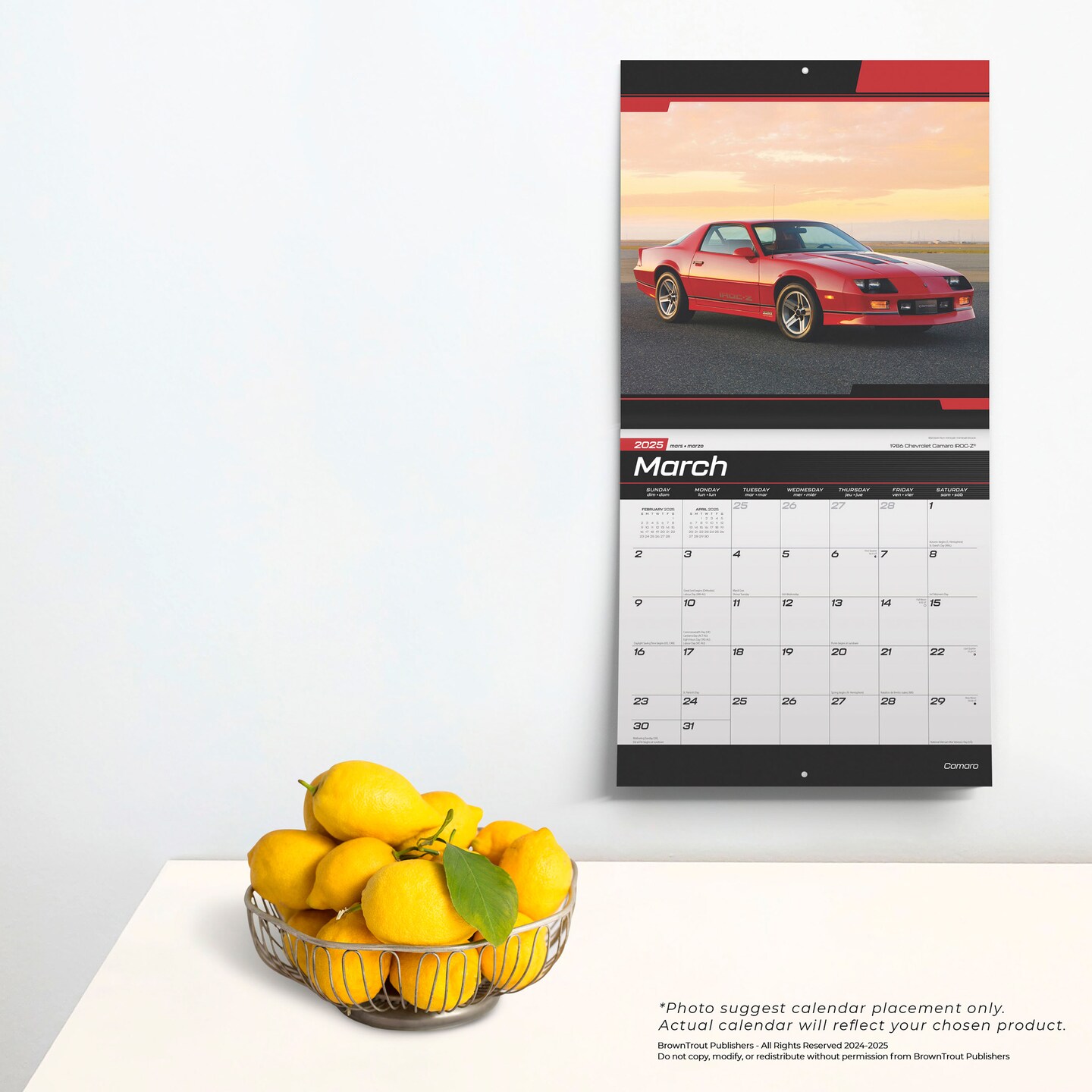 Camaro OFFICIAL | 2025 12 x 24 Inch Monthly Square Wall Calendar | Plastic-Free | BrownTrout | Chevrolet Motor Muscle Car