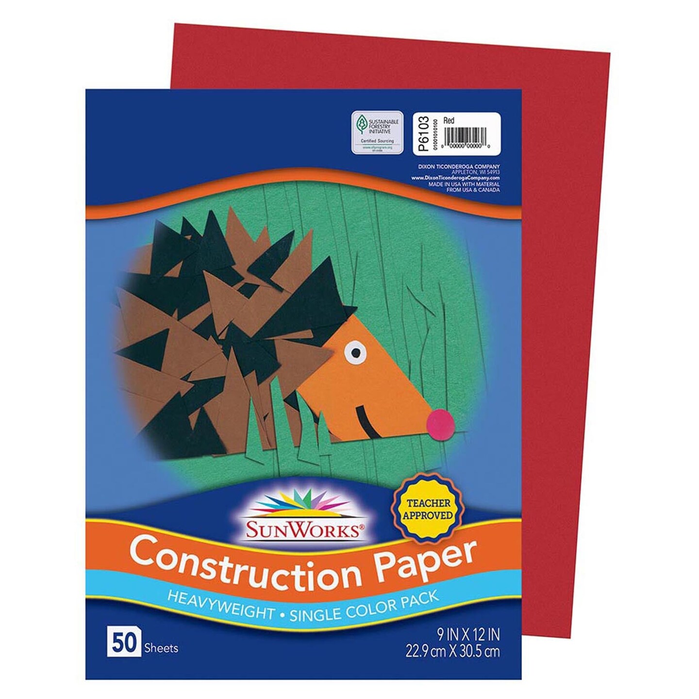 Construction Paper, Red, 9&#x22; x 12&#x22;, 50 Sheets
