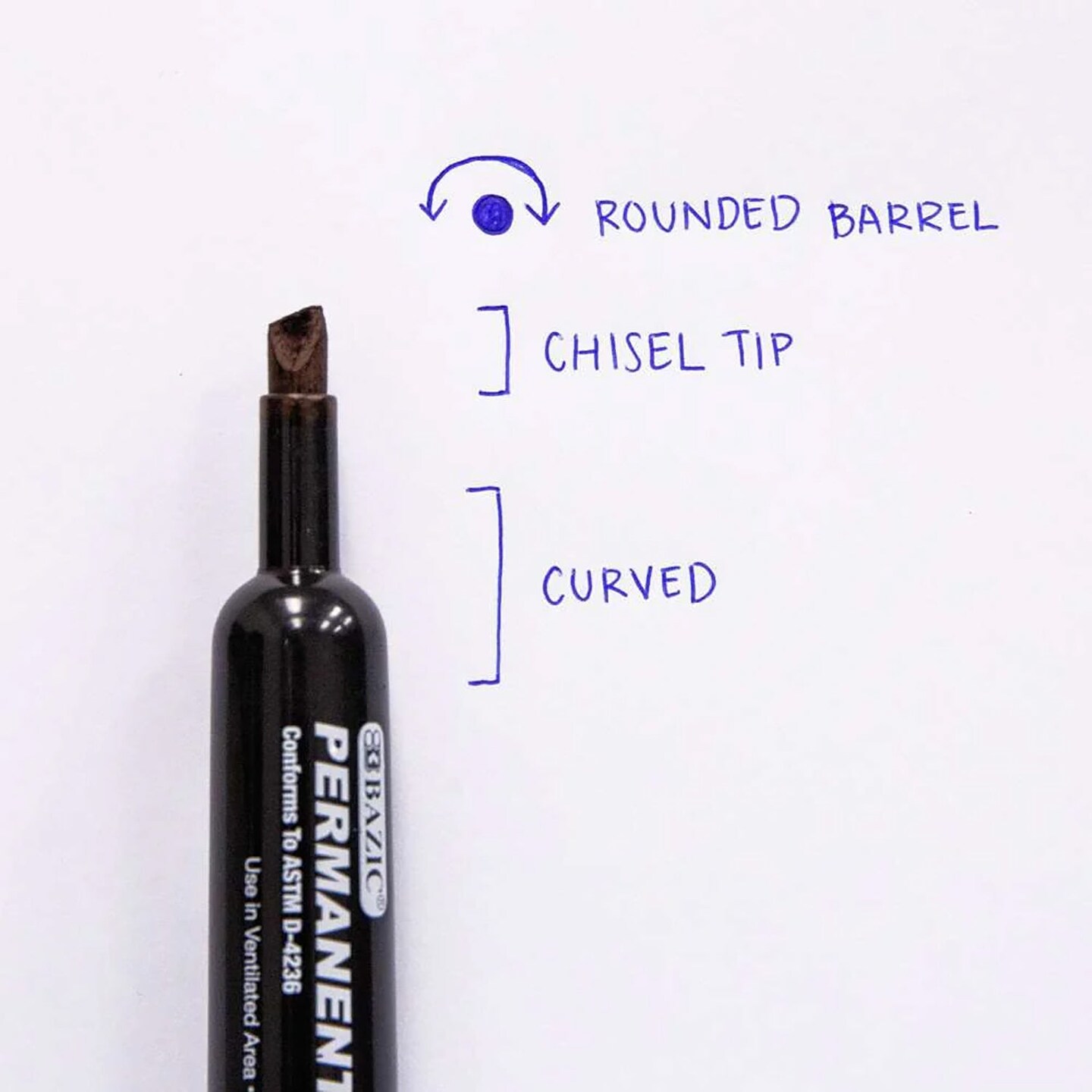 Permanent Markers, Desk Style, Chisel Tip, Assorted Colors, 12 Per Box, 3 Boxes
