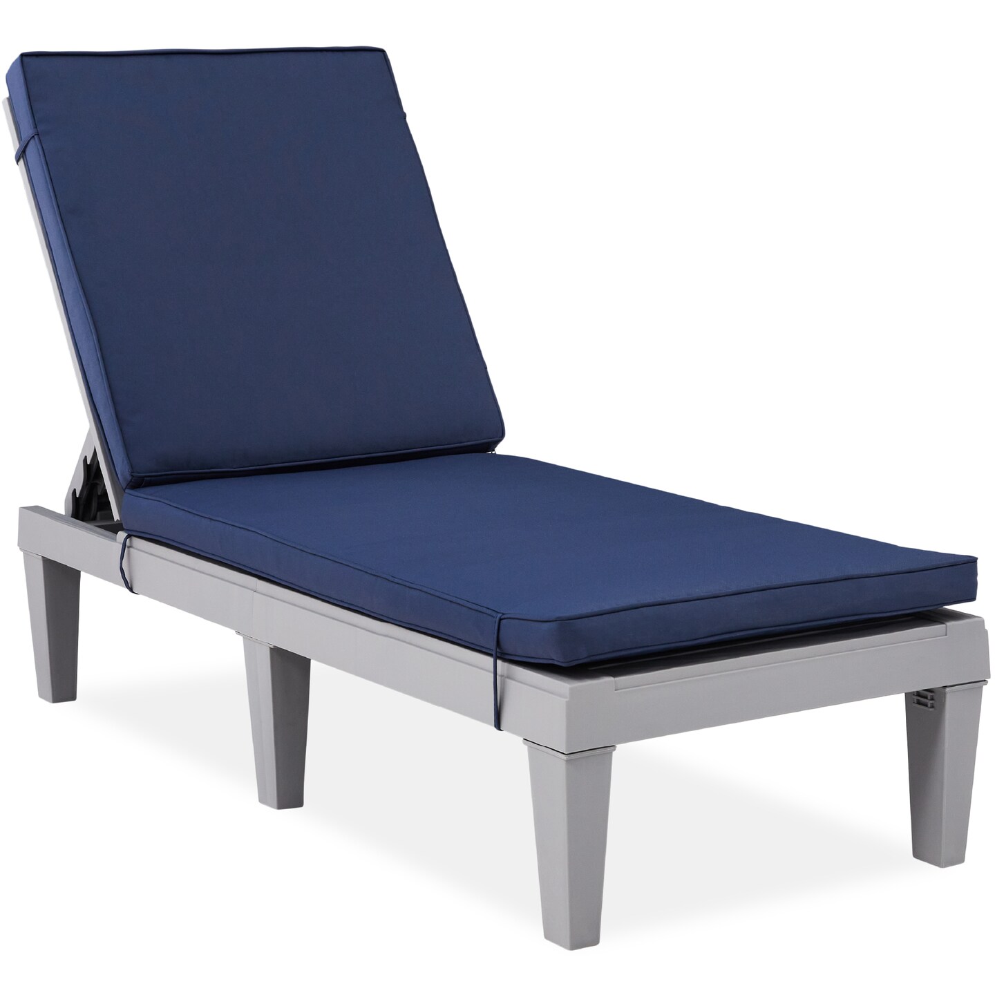Best Choice Products Outdoor Lounge Chair, Resin Patio Chaise Lounger w/ Seat Cushion, 5 Positions