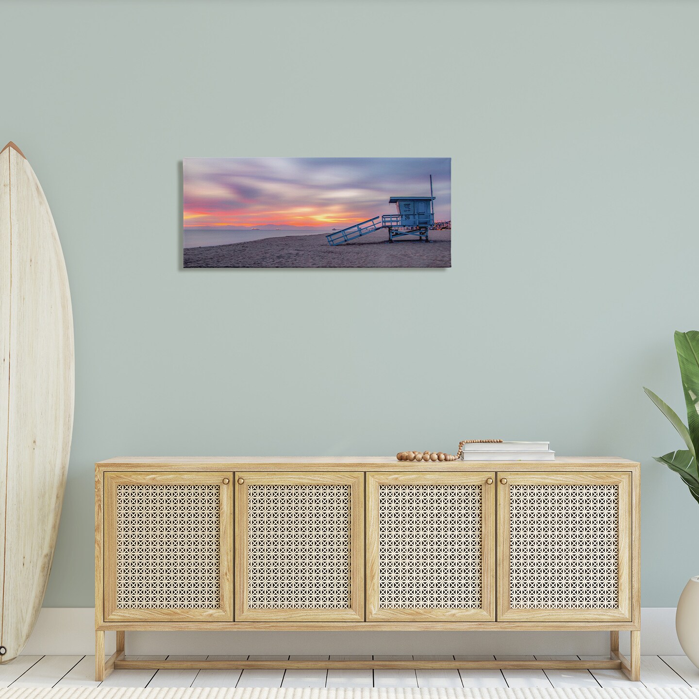 Stupell Industries Beach Hut Sunset Horizon Canvas Wall Art