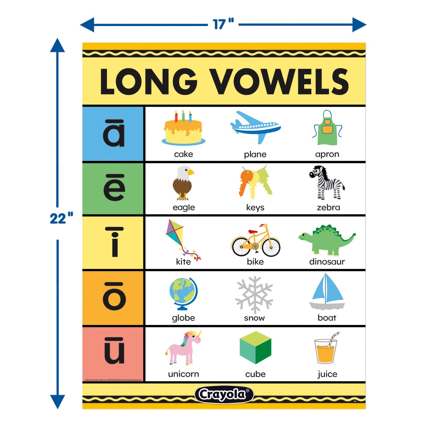 Crayola&#xAE; Long Vowels Chart, 17&#x22; x 22&#x22;