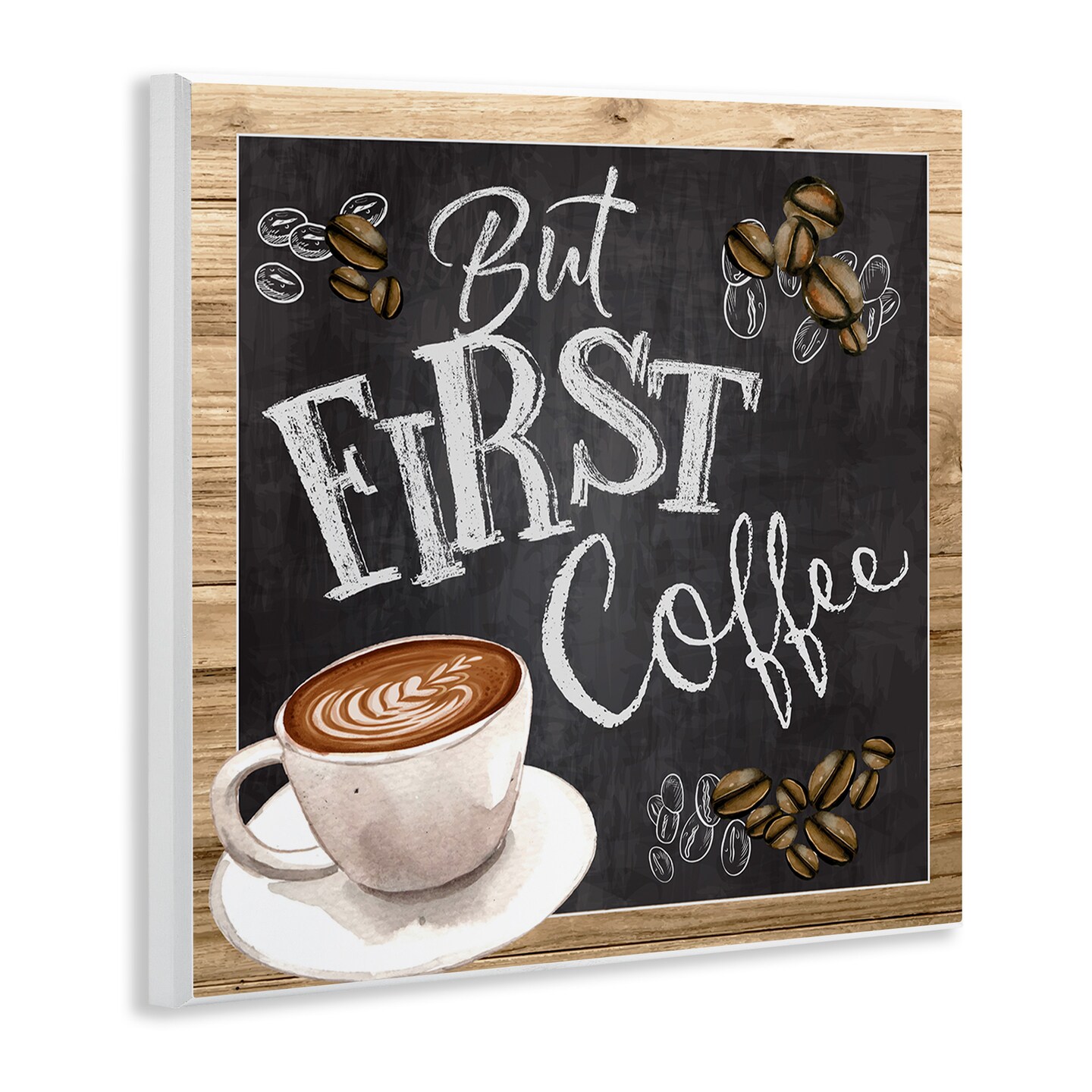 Stupell Industries But First Coffee Chalkboard Wall Plaque Art