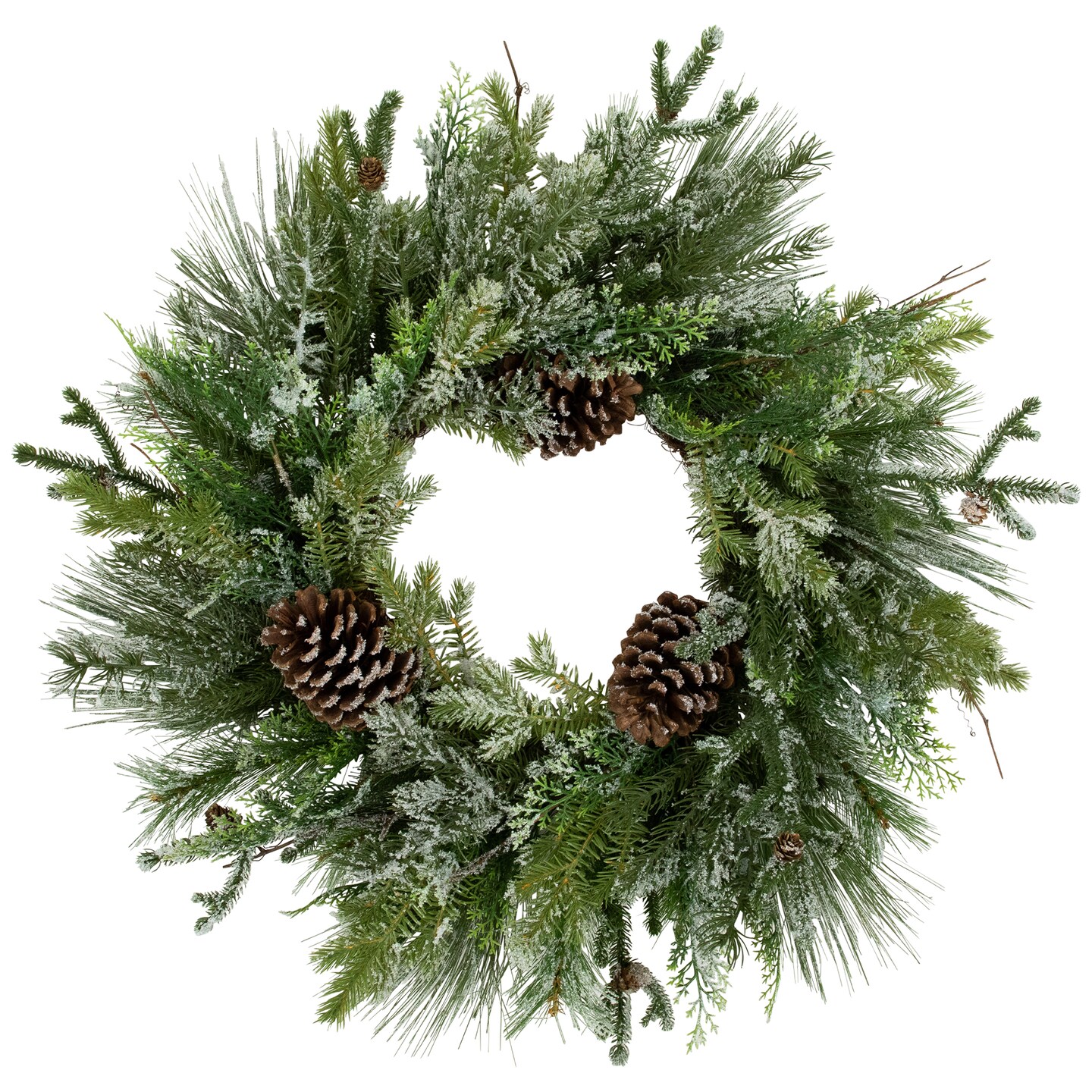 Northlight Frosted Mixed Pine and Cedar Artificial Christmas Wreath - 28" - Unlit