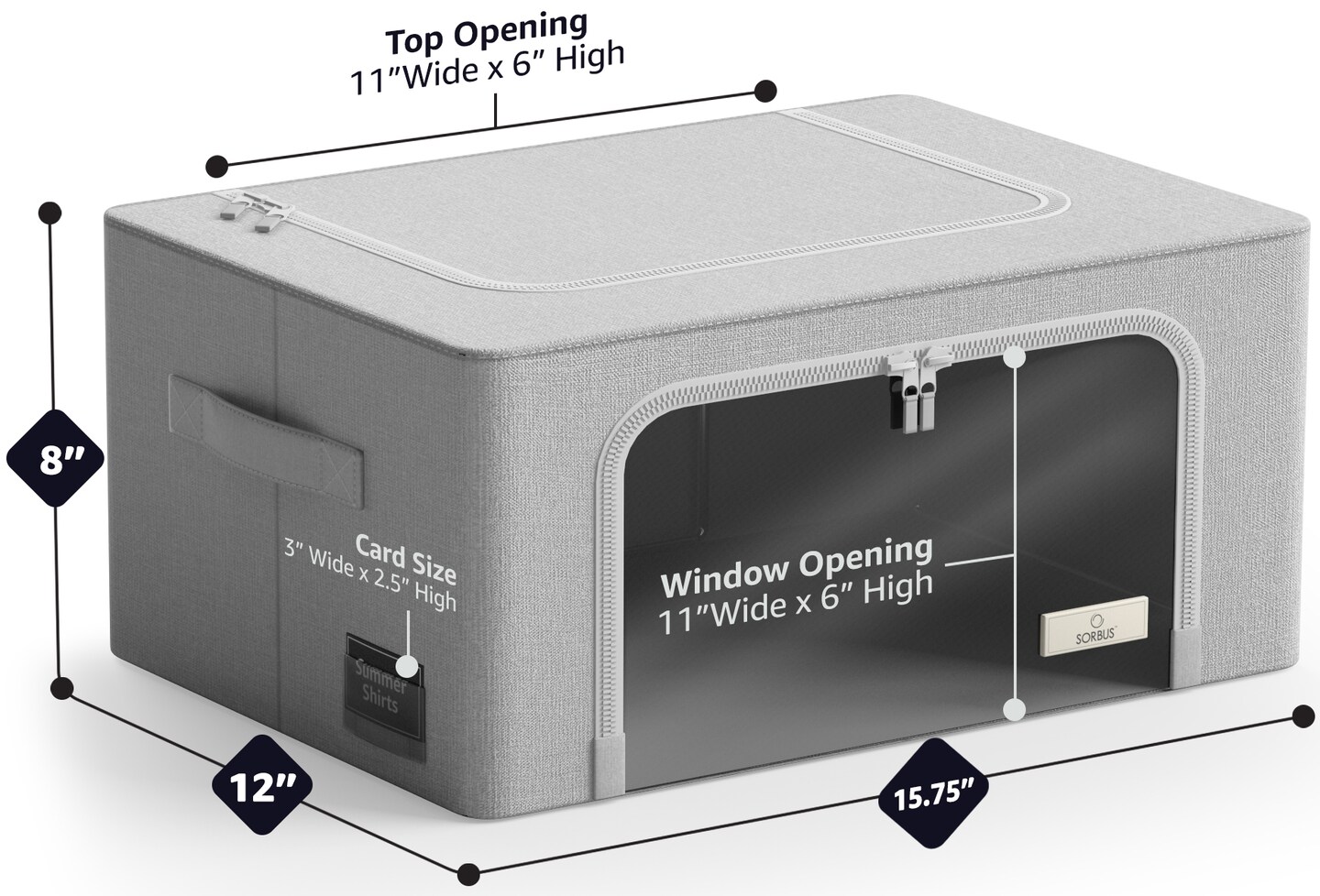 Sorbus 4 Pack Clothing Storage Bins with Windows, Handles, and Metal Frame