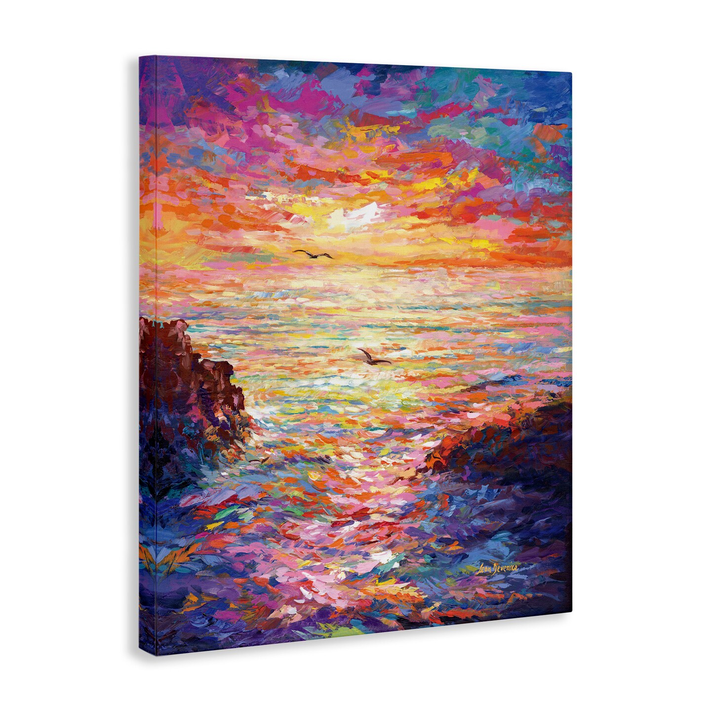 Stupell Industries Vibrant Abstract Ocean Sunset Canvas Wall Art