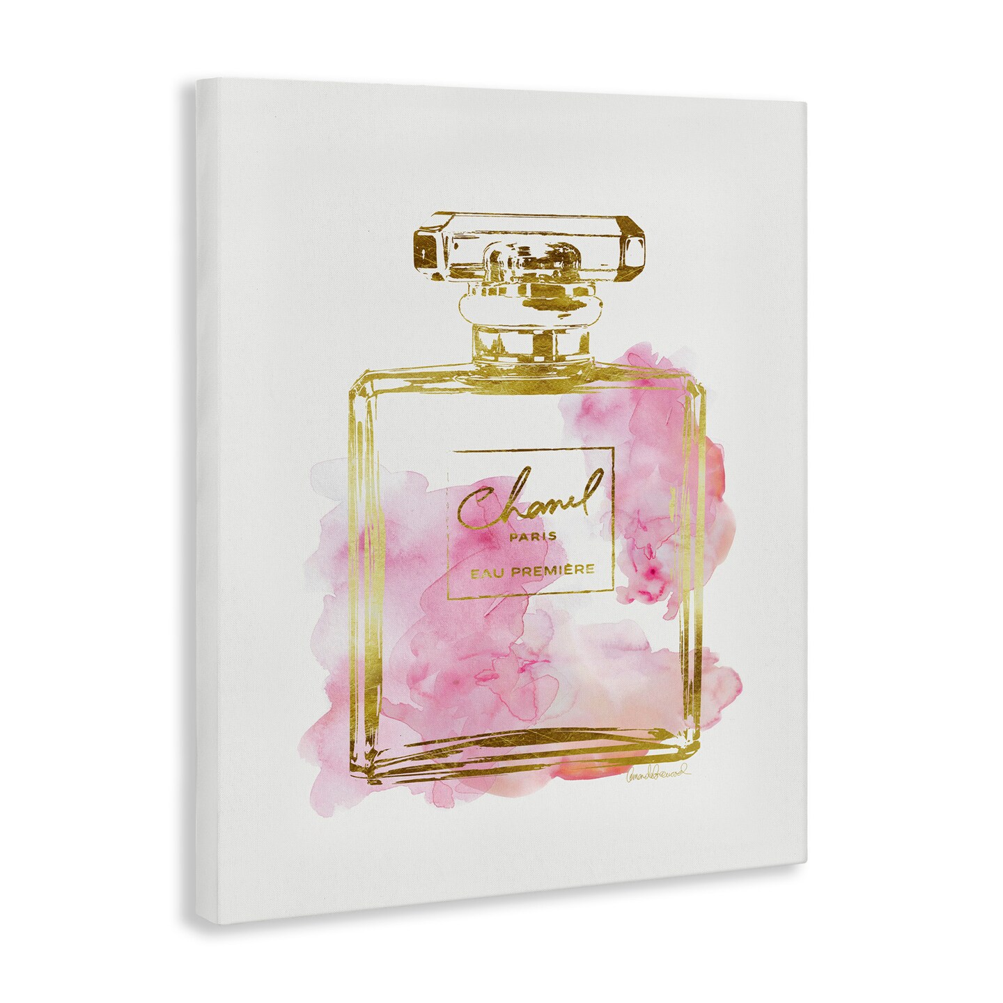 Stupell Industries Glam Perfume Bottle Gold Pink Canvas Wall Art