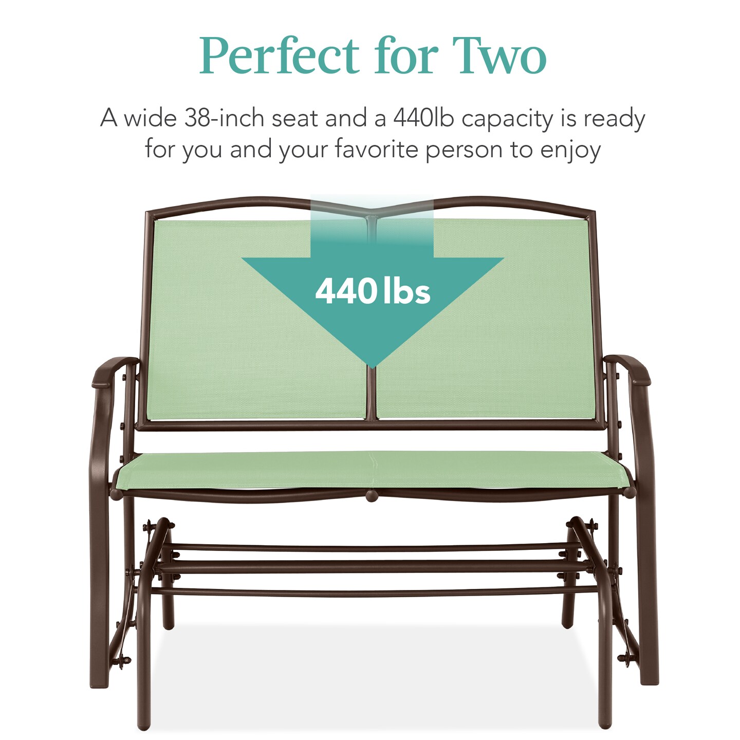 Best Choice Products 2-Person Outdoor Swing Glider, Steel Patio Loveseat, Bench Rocker w/ Armrests