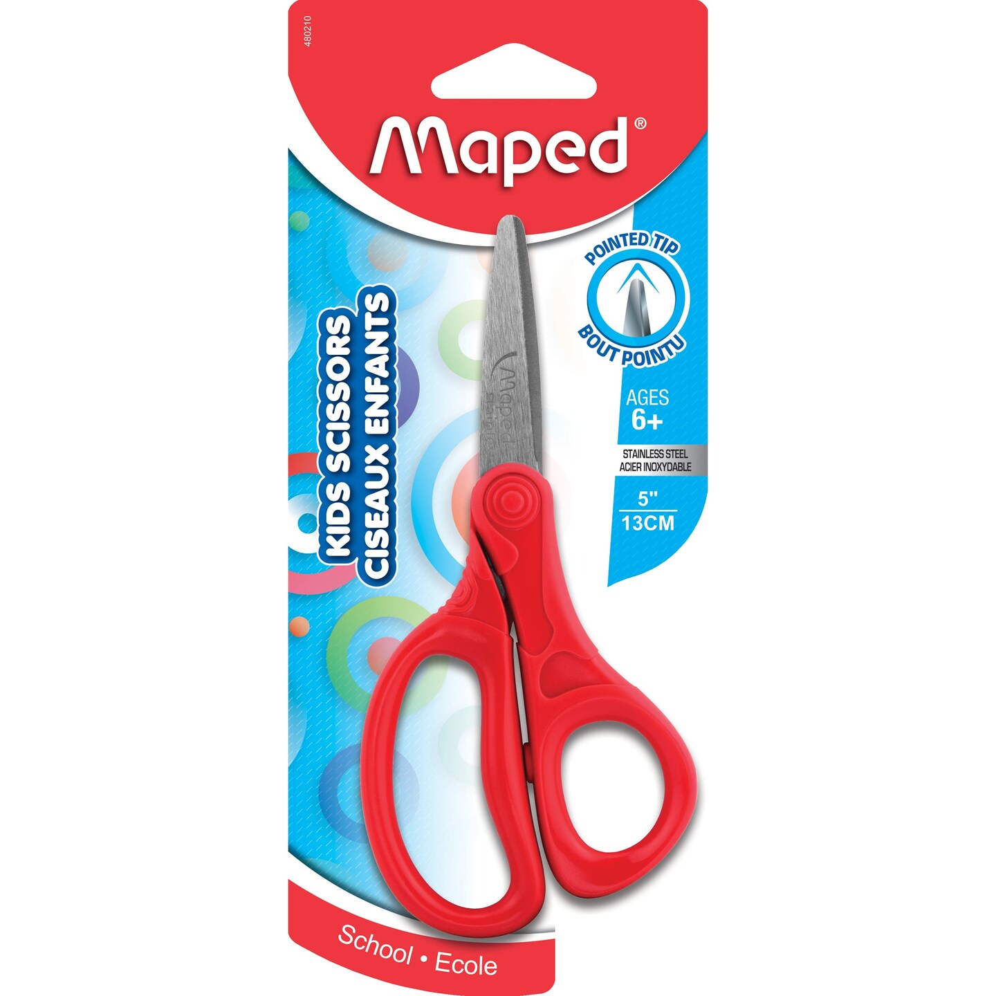 Essential 5&#x22; Pointed School Scissors, Assorted Colors, Retail Packaging
