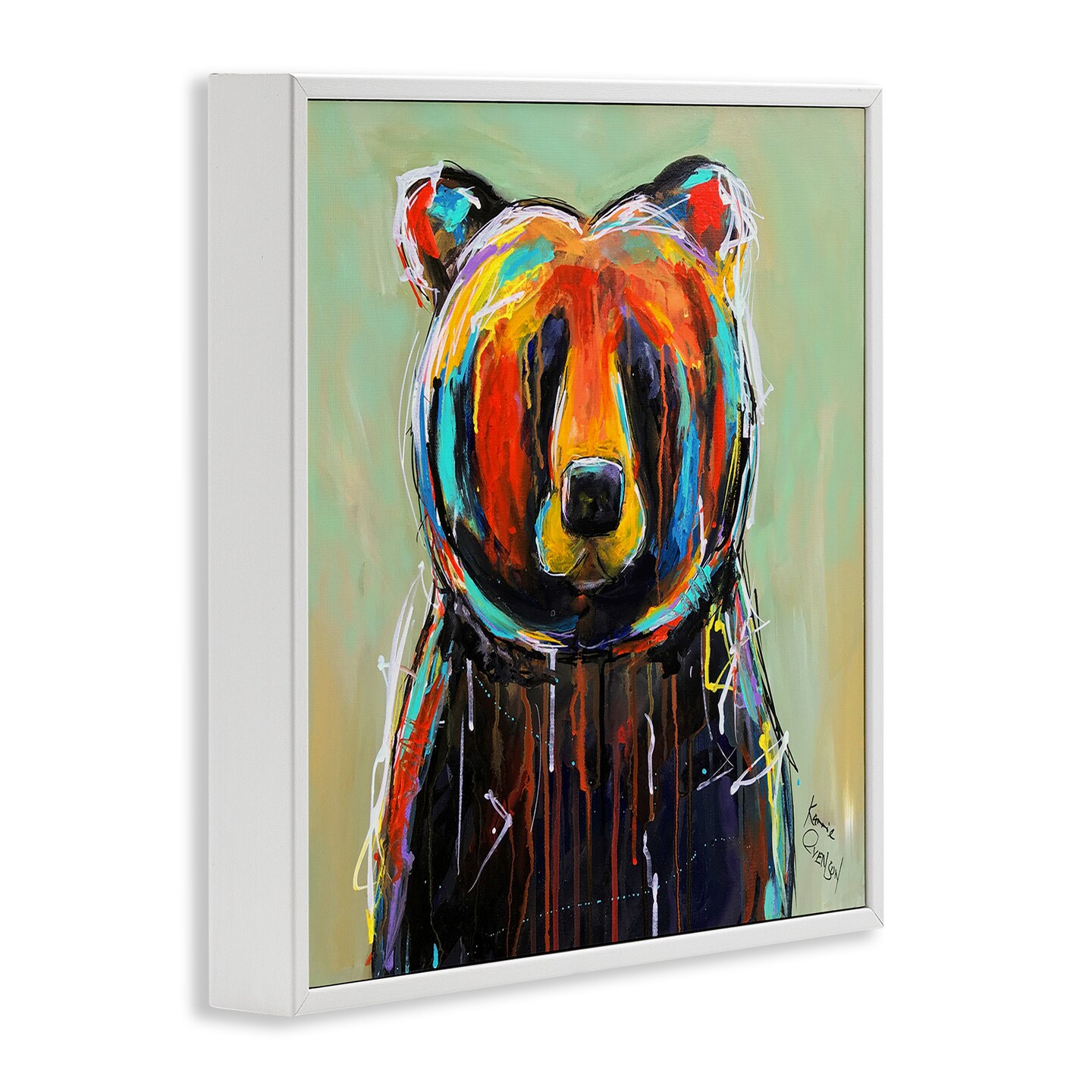 Stupell Industries Abstract Colorful Painted Black Bear Framed Giclee Art