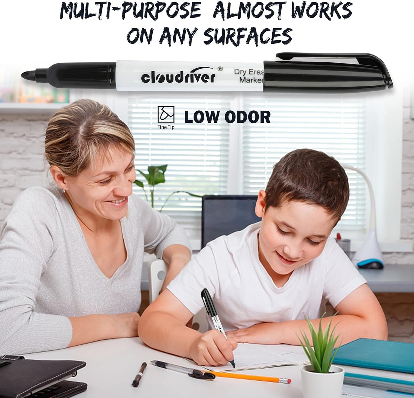 Dry Erase Markers 128 Pack, Black Whiteboard Markers, Fine Tip, Low Odor, Bulk Dry Erase Marker for Office, Home and School Supplies