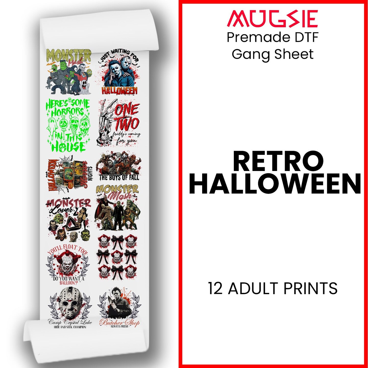 Retro Halloween DTF Transfer Gang Sheets - 22x60 Direct-to-Film