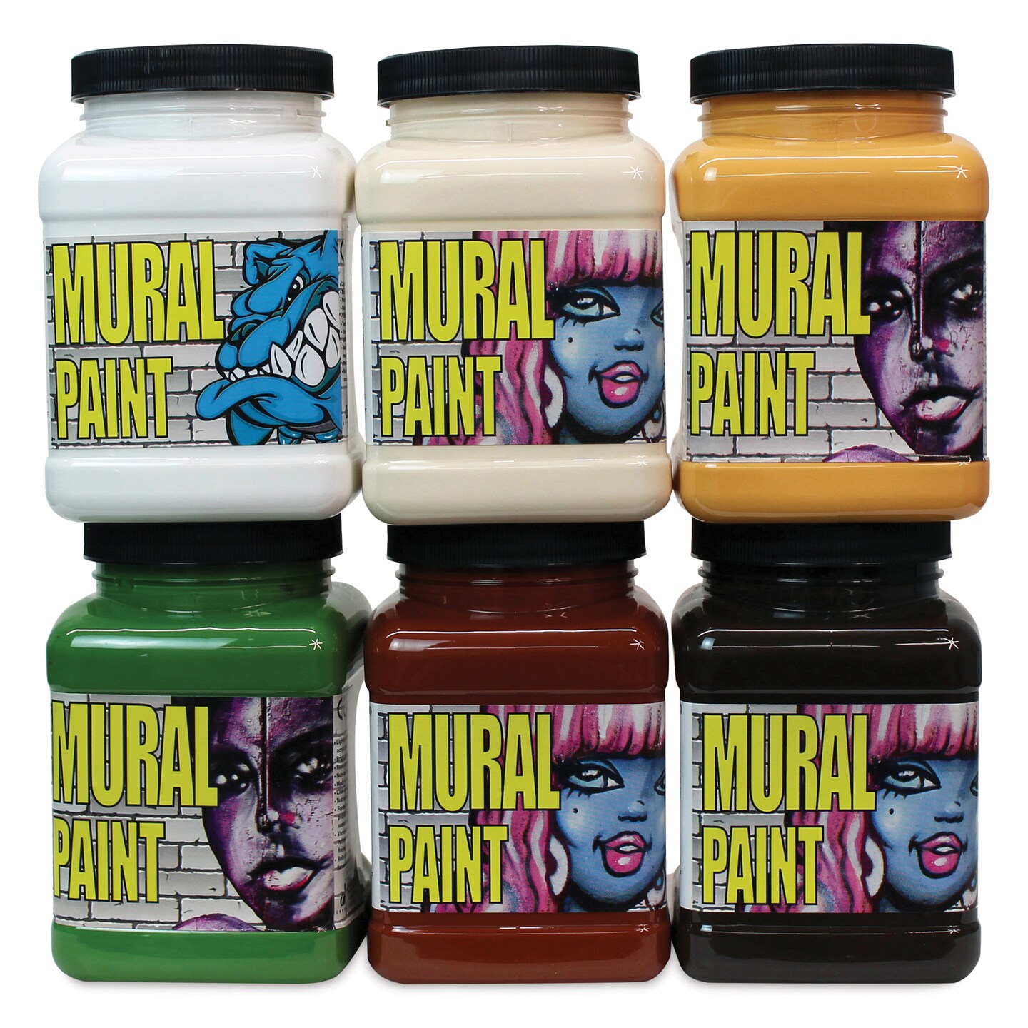 Chroma Acrylic Mural Paints - Terra Colors, Set of 6, 16 oz jar