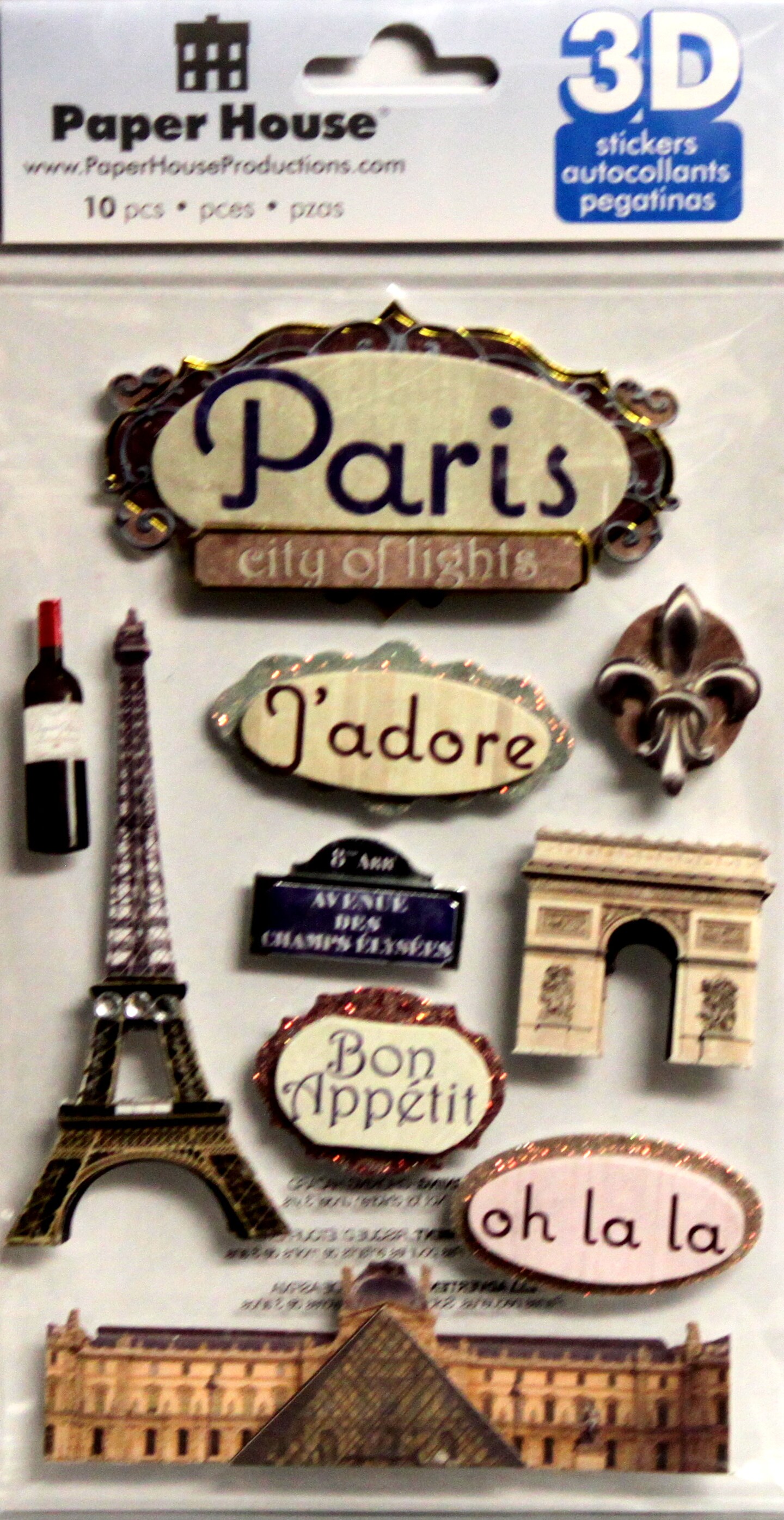 Paper House Paris City Of Lights Dimensional Stickers