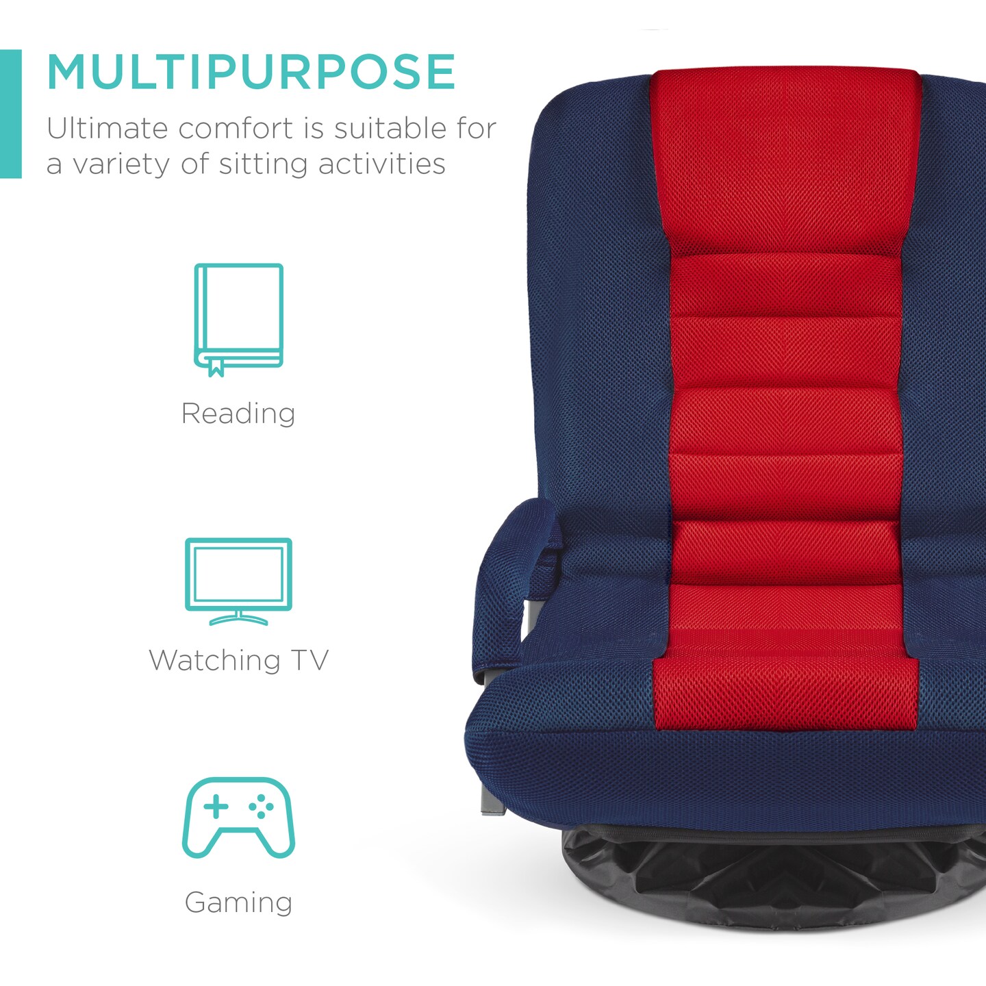Best Choice Products 360-Degree Swivel Gaming Floor Chair w/ Armrest Handles, Foldable Adjustable Back