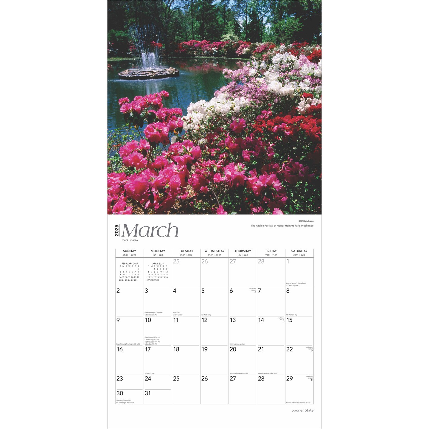 Sooner State | Oklahoma Places | 2025 12 x 24 Inch Monthly Square Wall Calendar | Plastic-Free | BrownTrout | USA United States of America Southwest State Nature