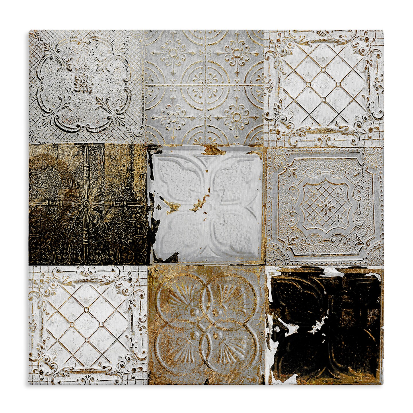 Stupell Industries Antique Ceiling Tile Collage Canvas Wall Art