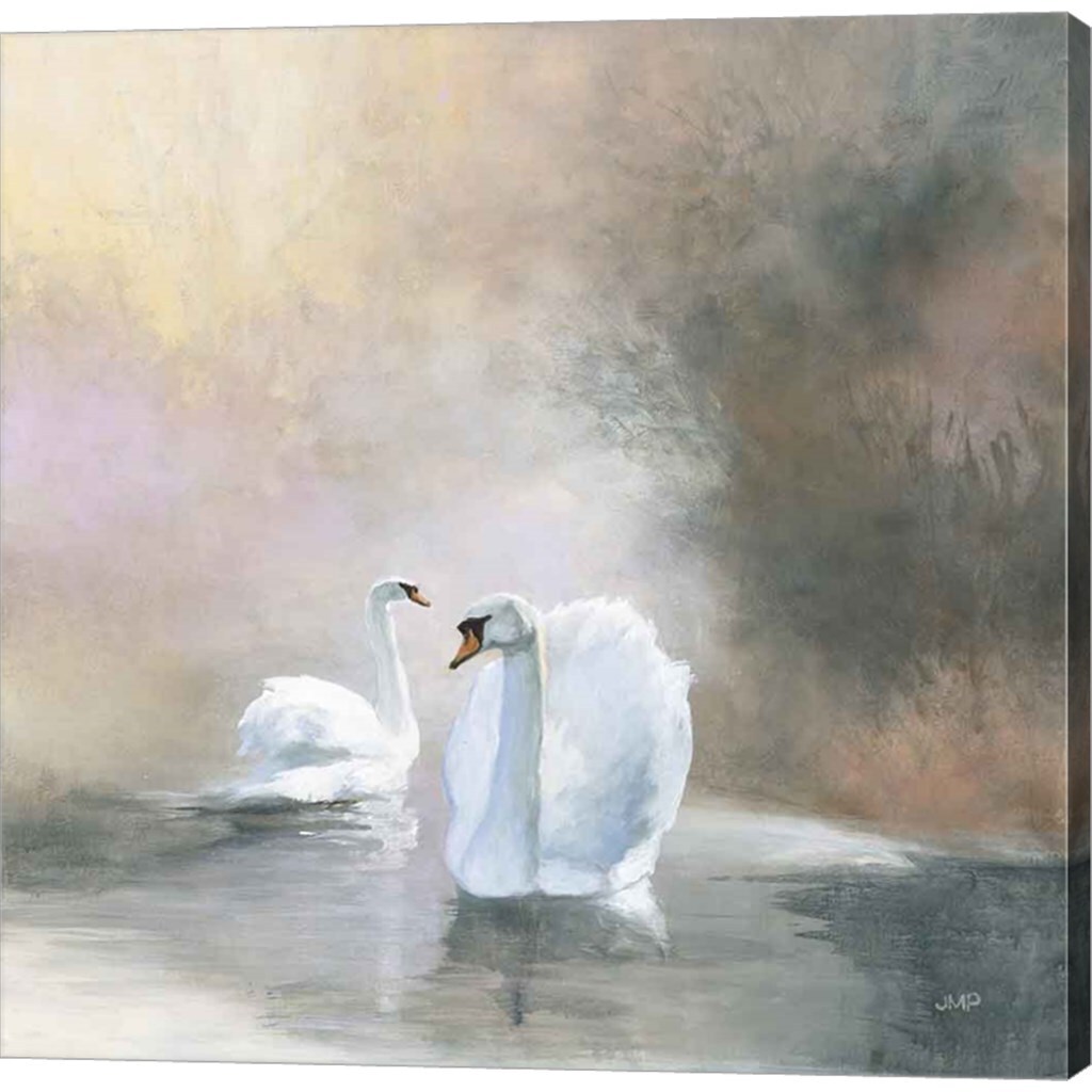 Swans in Mist by Julia Purinton 24&#x22; x 24&#x22; Canvas Wall Art