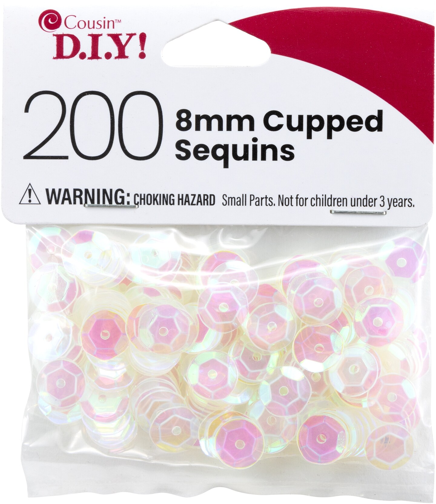 CousinDIY Cupped Sequins-Crystal Iridescent, 8mm 200/Pkg