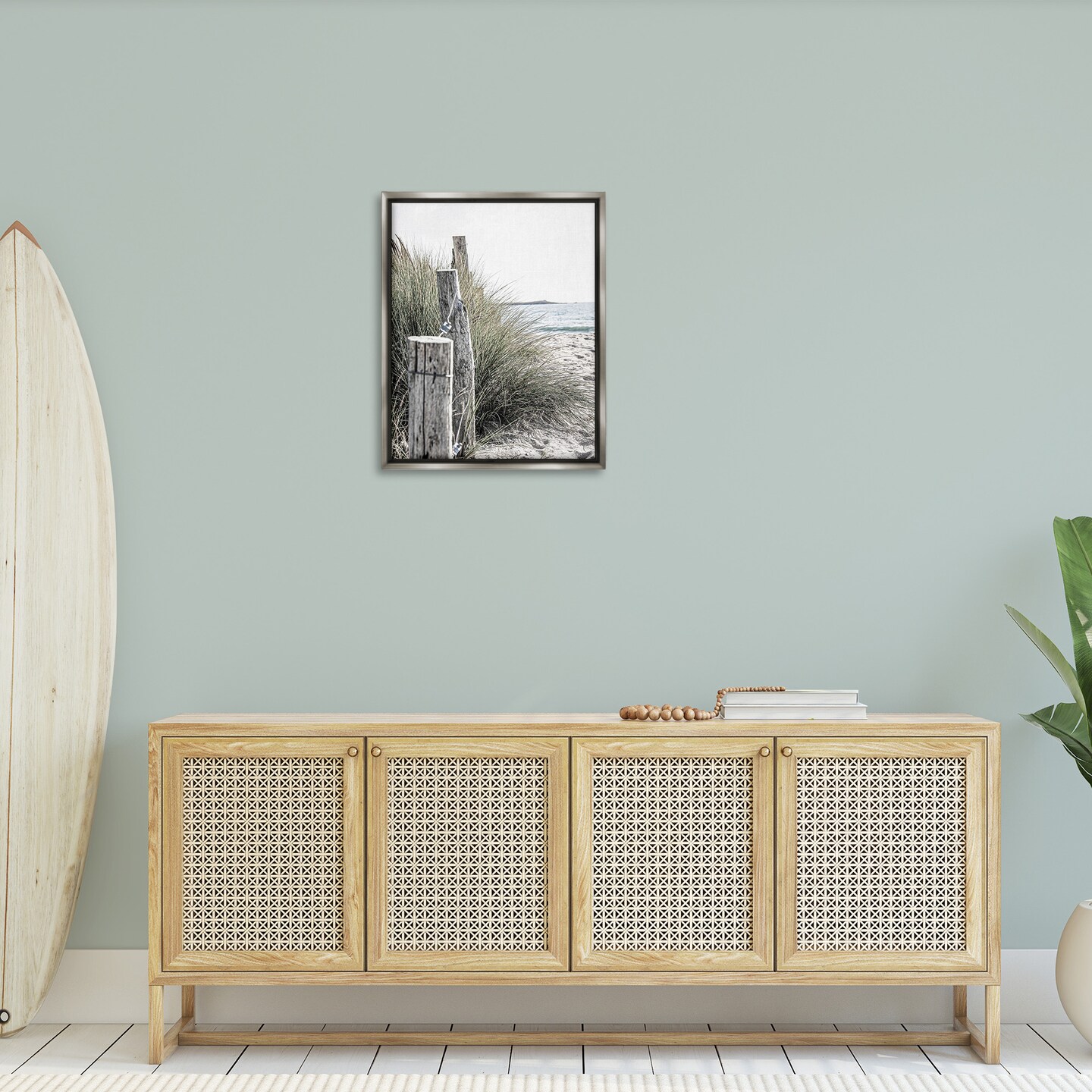 Stupell Industries Coastal Beach Landscape Framed Floater Canvas Wall Art