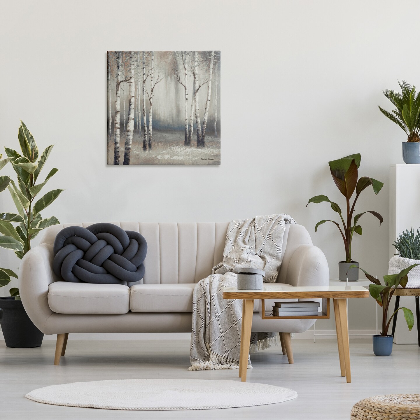 Stupell Industries Misty Birch Tree Forest Canvas Wall Art