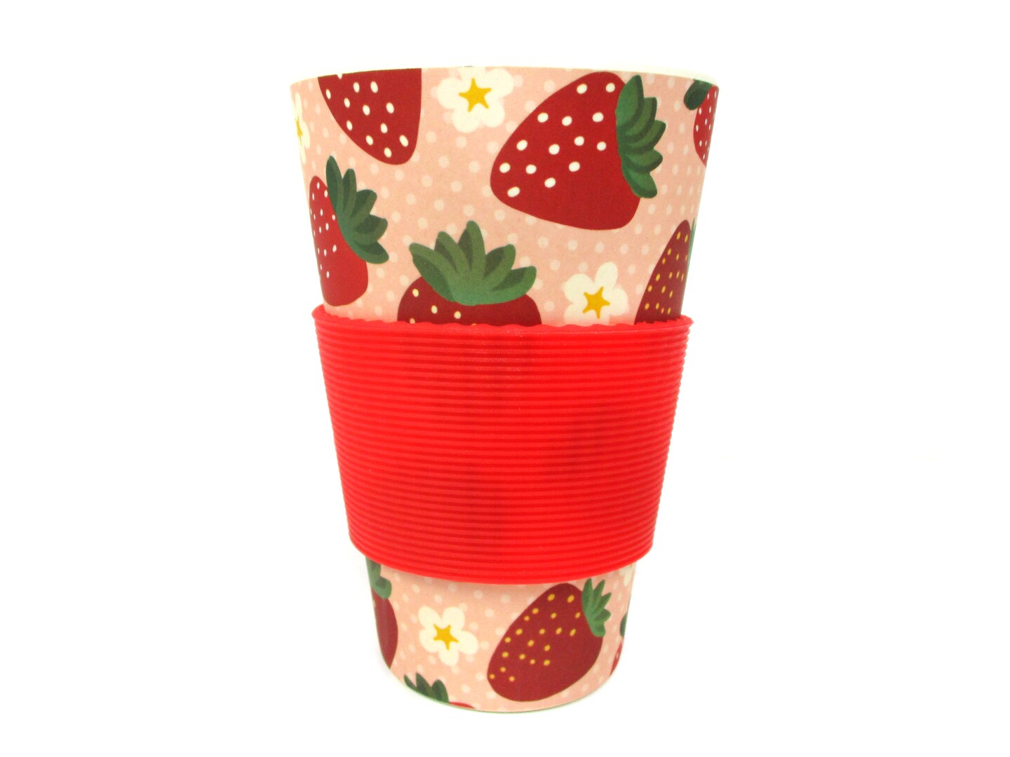 TINYMILLS Strawberry Travel Mug - 14 oz Eco-Friendly Reusable Plant Fiber Travel Mug