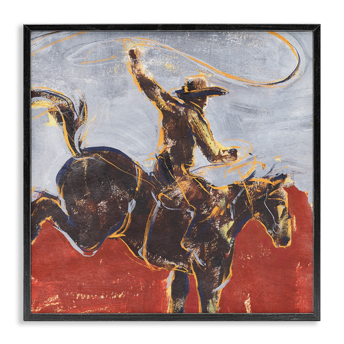 Stupell Industries Western Cowboy Wild Horse Framed Giclee Art