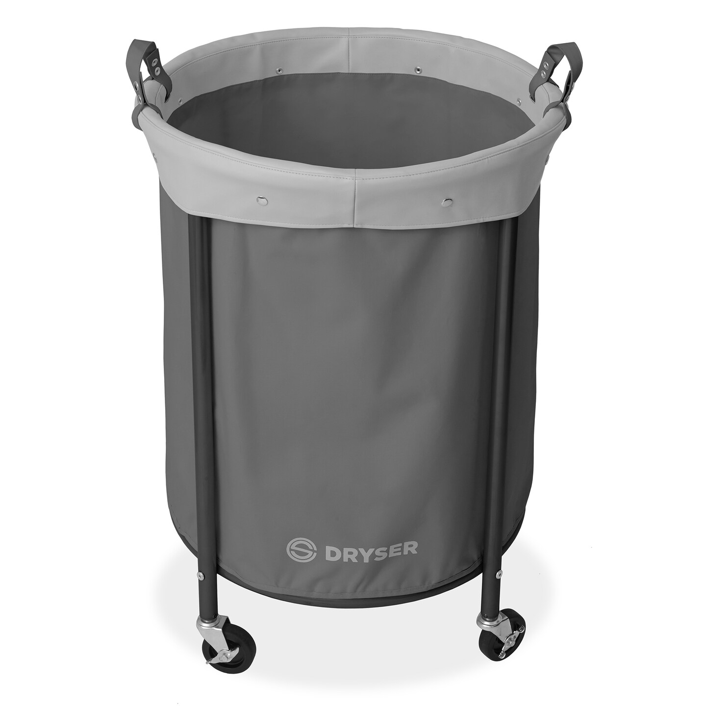 Dryser Laundry Basket with Wheels, 65 Gal. Round Rolling Laundry Hamper with Steel Cart, 4 Casters and 2 Brakes, Removable Liner