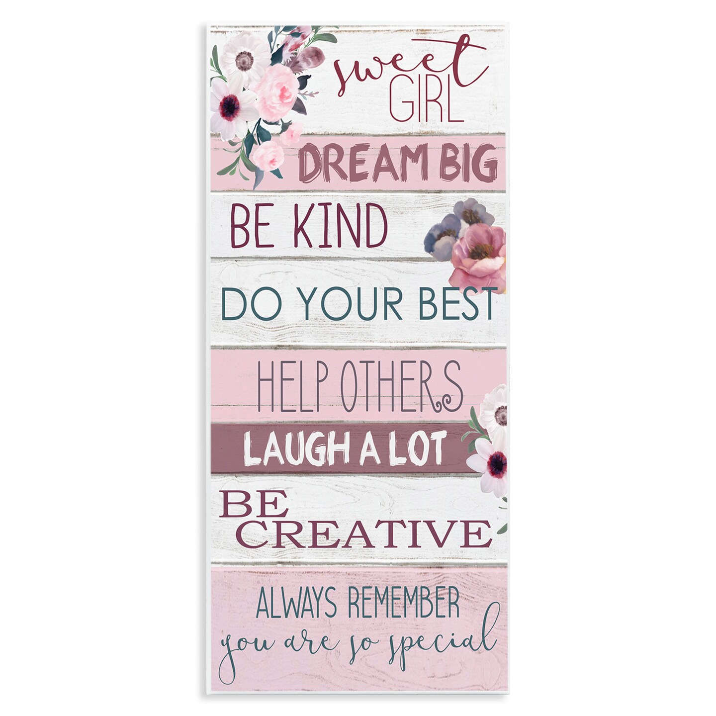 Stupell Industries Sweet Girl Inspirational Phrases Wall Plaque Art