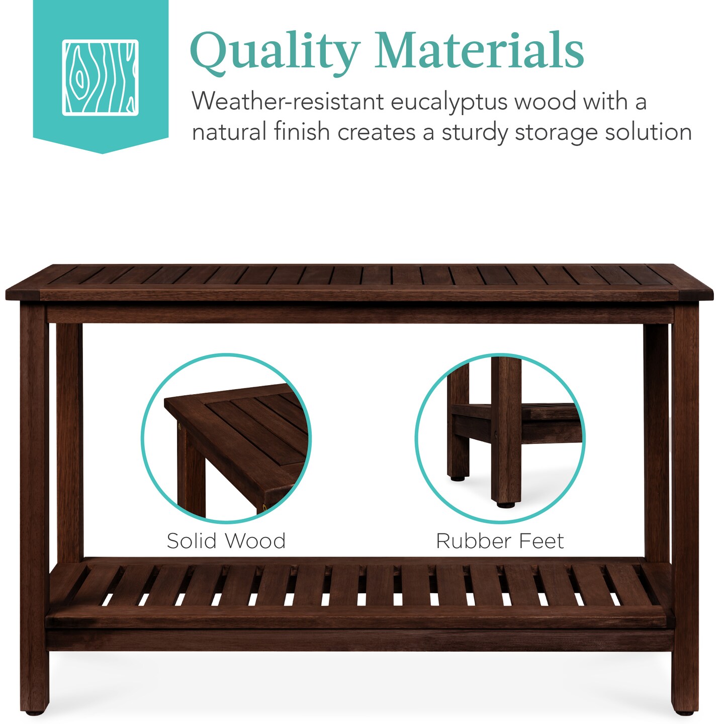 Best Choice Products 48in 2-Shelf Indoor Outdoor Wooden Console Table Multifunctional Buffet Bar Storage