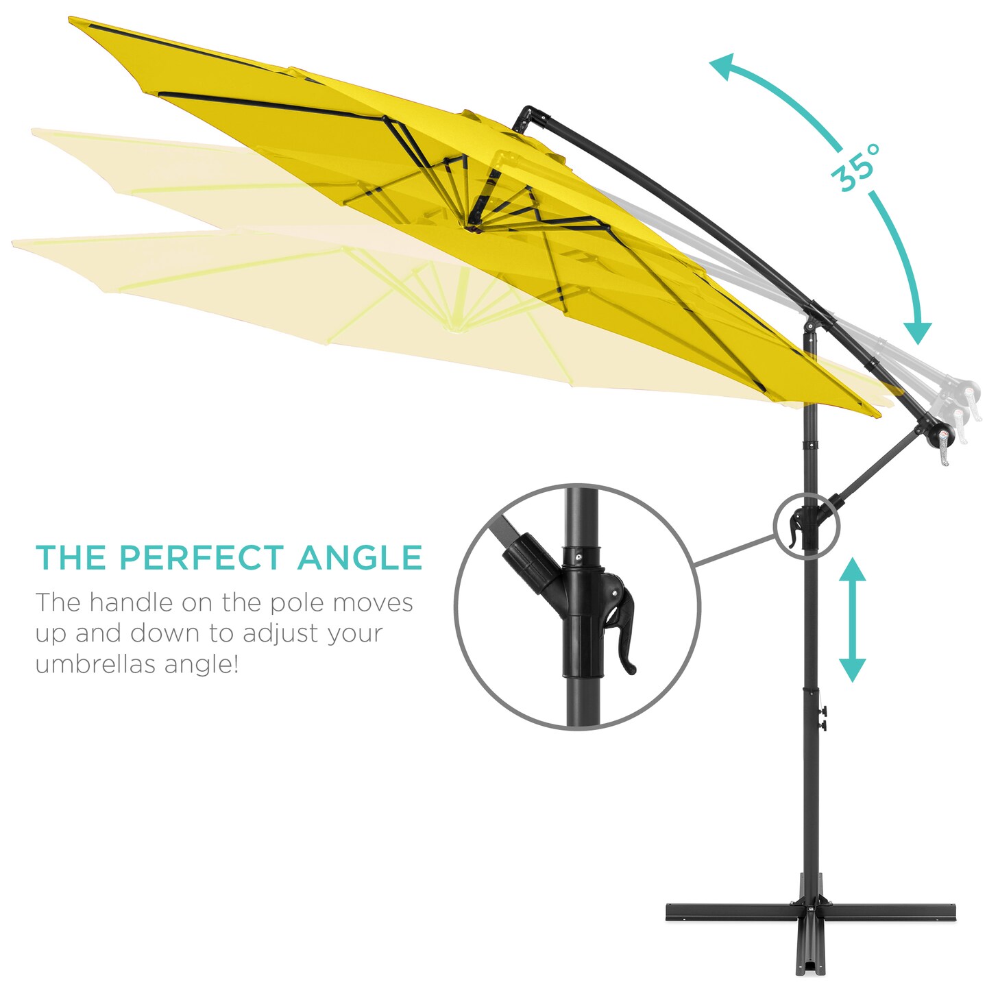 Best Choice Products 10ft Offset Hanging Outdoor Market Patio Umbrella w/ Easy Tilt Adjustment