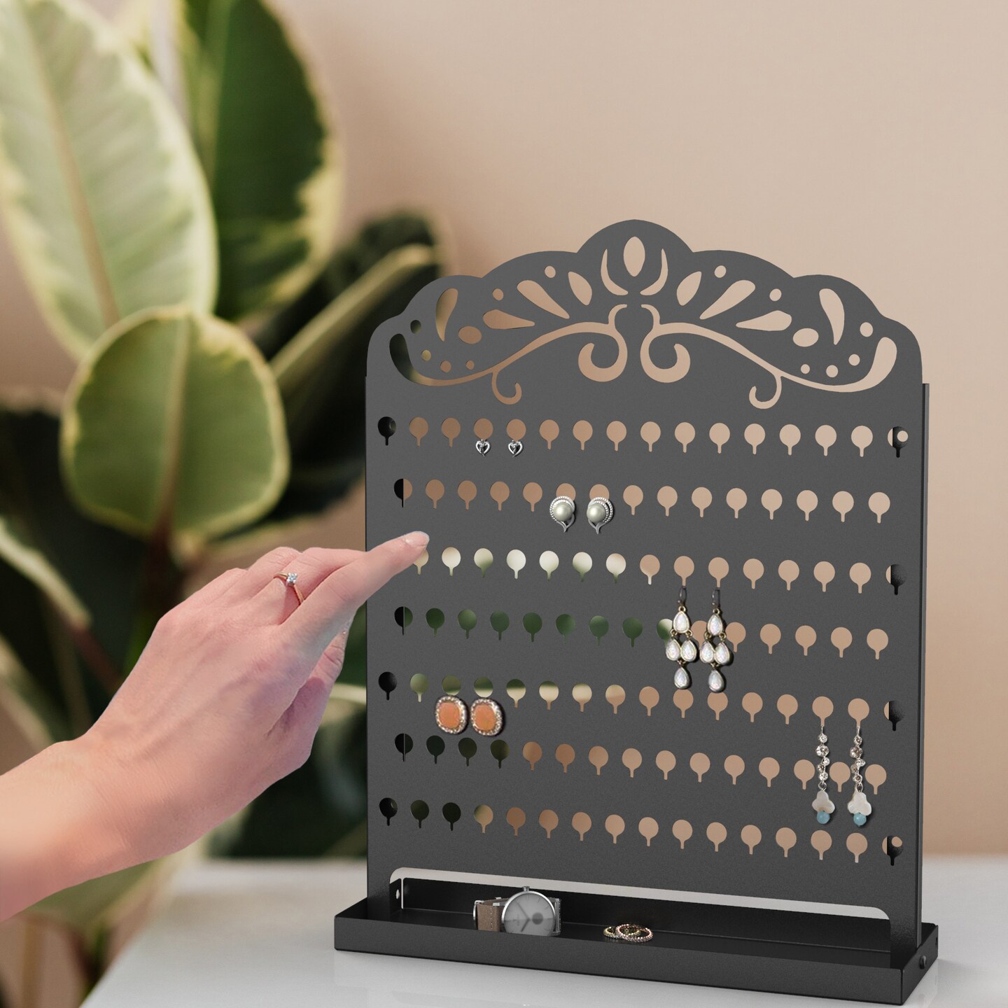 Mango Steam Slim Profile Wall-Mounted Jewelry &#x26; Earring Organizer