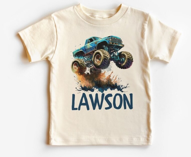 Boys Monster Truck Shirt, Custom Personalized Kids Name, Back To School,  Boy Birthday Party Gift, Cute Toddler Shirt, Dirt Offroad MakerPlace by 
