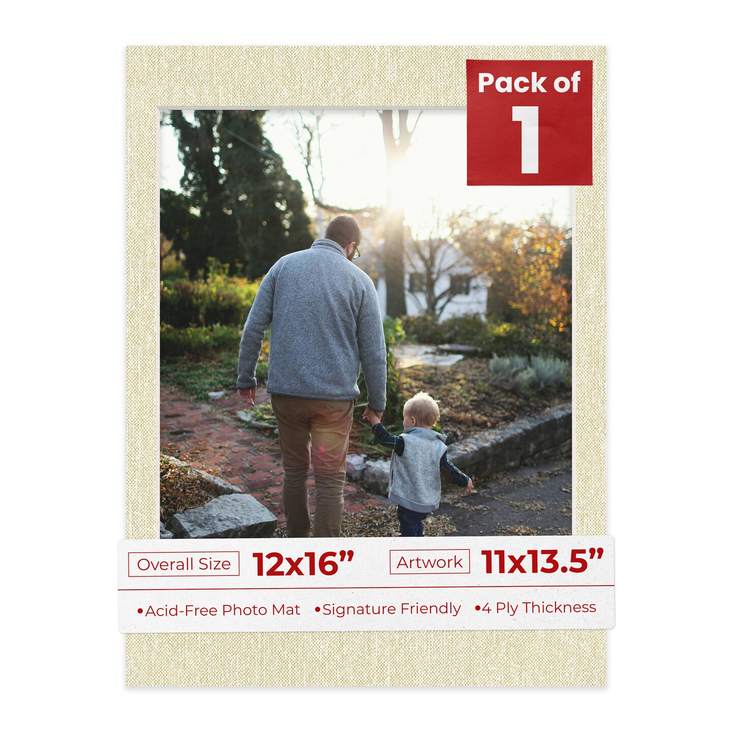 Off White Canvas Mat Board for 12x16 Frames - Fits 11x13.5 Photos