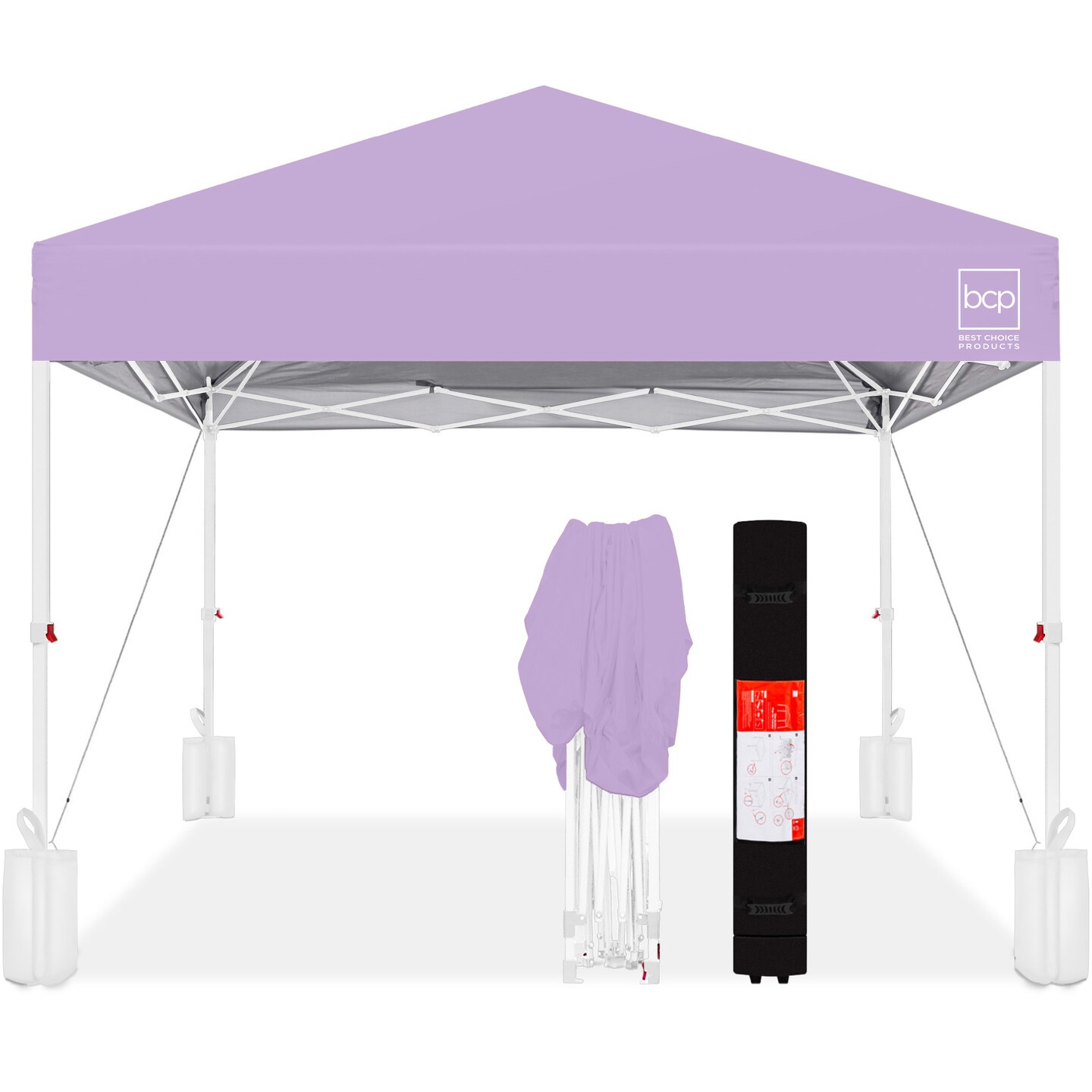 Best Choice Products 12x12ft Easy Setup Pop Up Canopy w/ 1-Button Setup, Wheeled Case, 4 Weight Bags