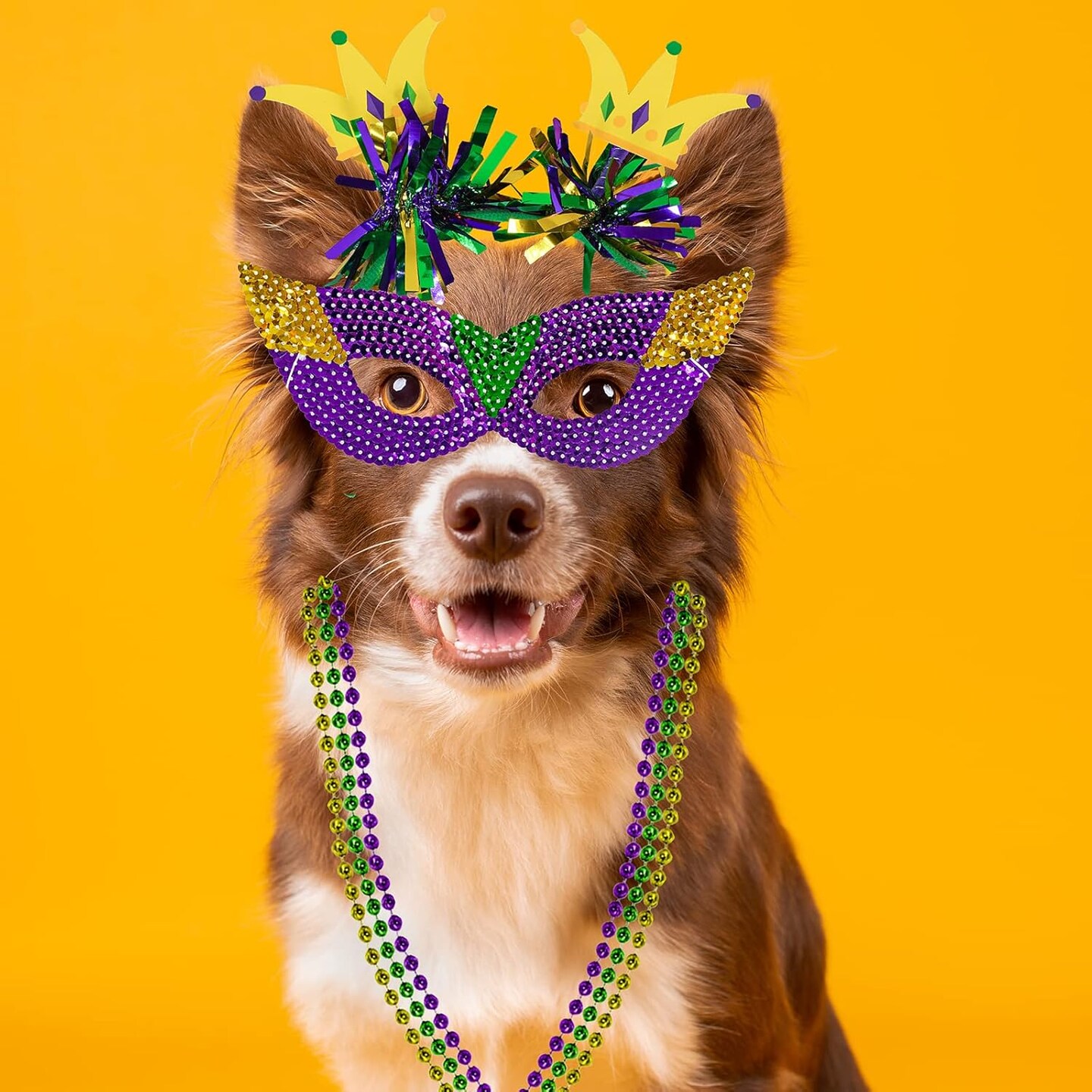 128 Pcs Mardi Gras Accessories Set – Bulk Party Favor Supplies with Beads Necklaces, Coins, Head Boppers, Bracelets & Tattoos in Purple, Green & Gold for Mardi Gras Masquerade, Parade & Décor