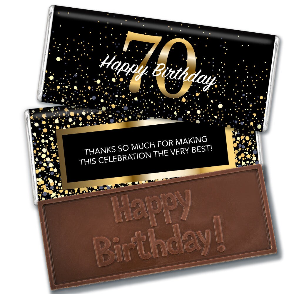 36 Pcs 70th Birthday Candy Party Favors in Bulk Embossed Belgian Chocolate Bars