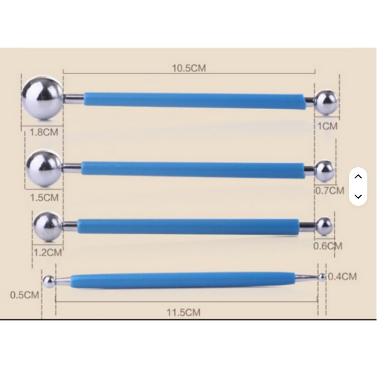 4-Pack Cake or Clay Sculpture Modeling Tools Double-Ended Metal Ball Stylus Dotting Set Stainless Steel for Sculpting Modeling