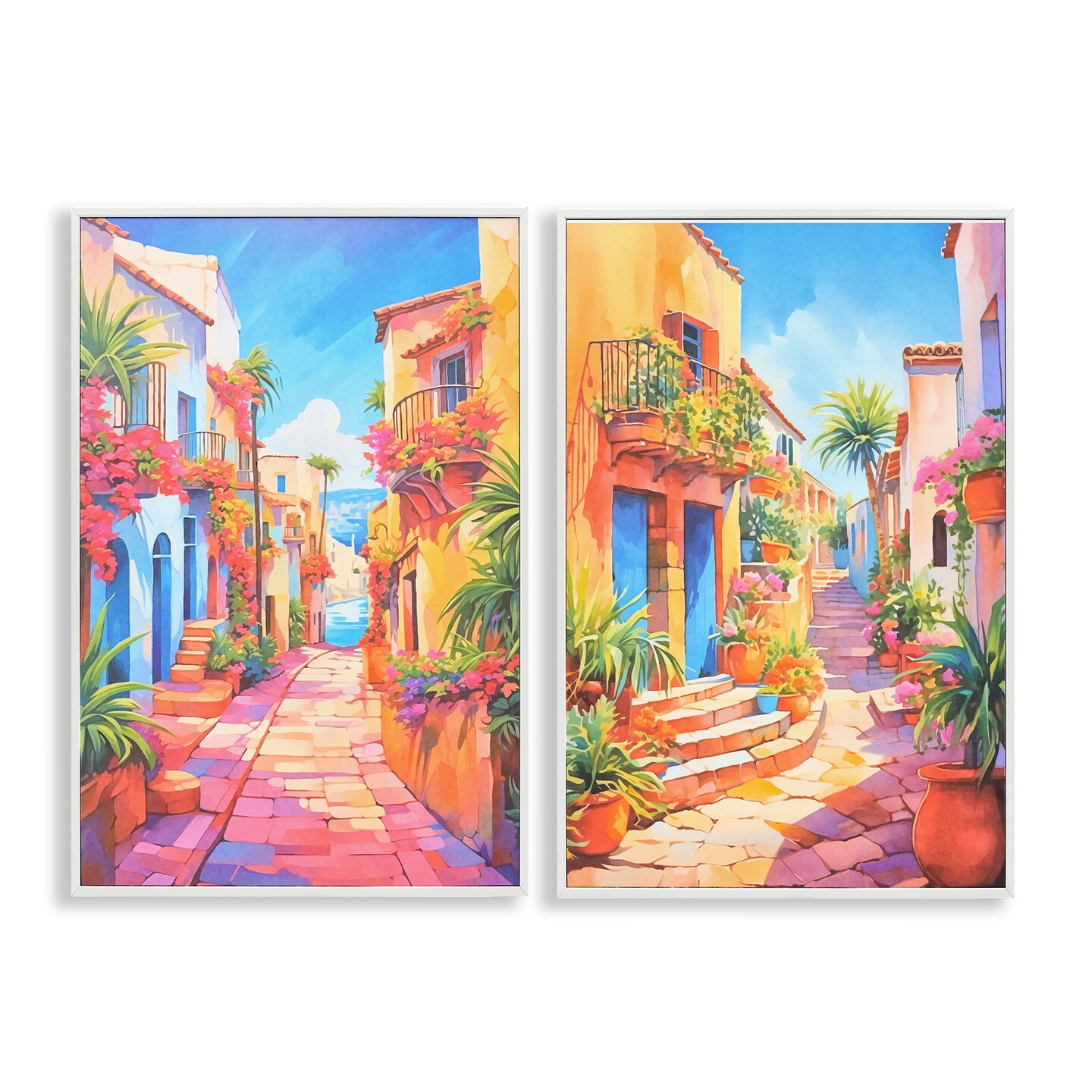 Stupell Industries Quaint Mediterranean Village 2 pc Framed Giclee Wall Art Set Design by Andrea Haase