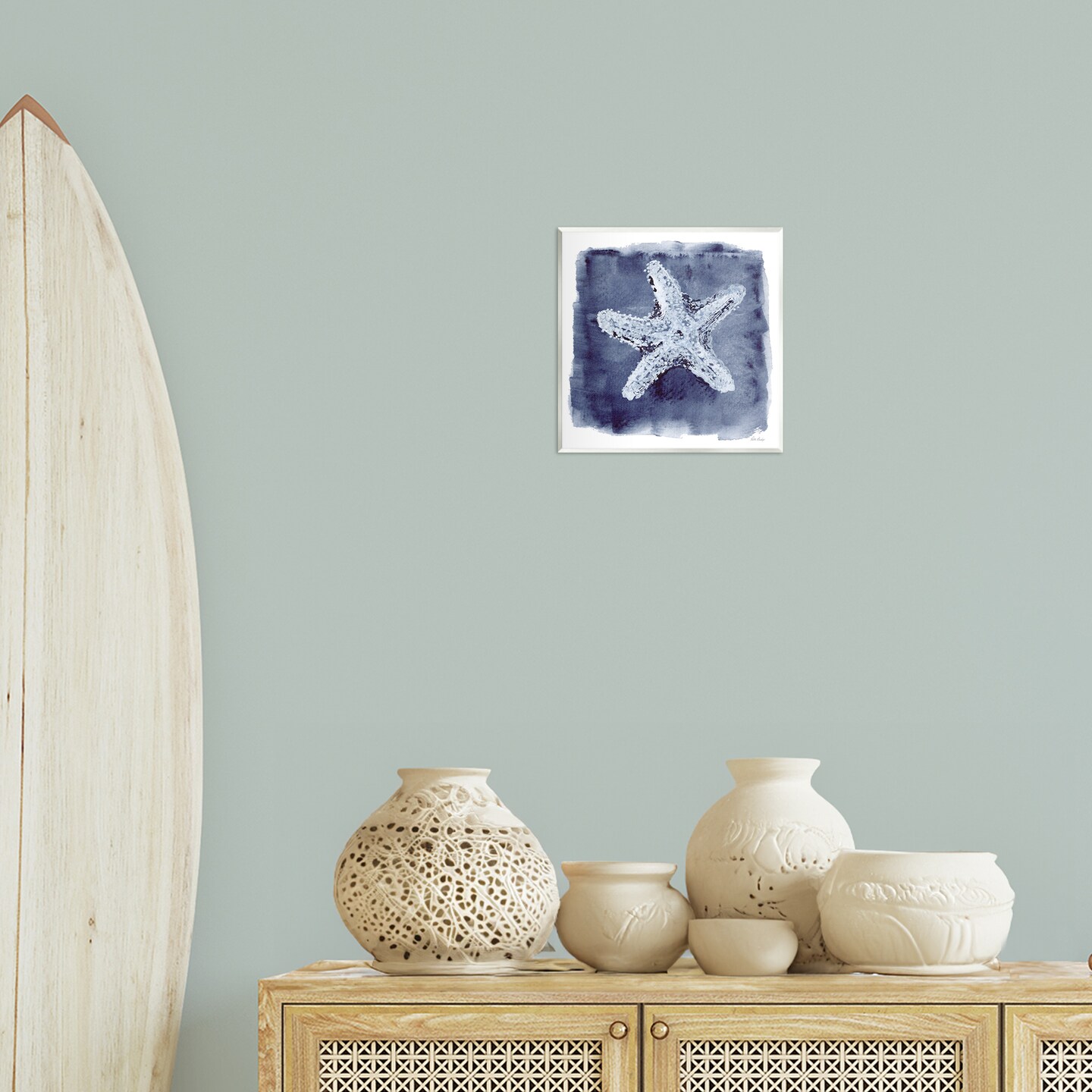 Stupell Industries Starfish Blue Impression Wall Plaque Art Design by Patti Bishop