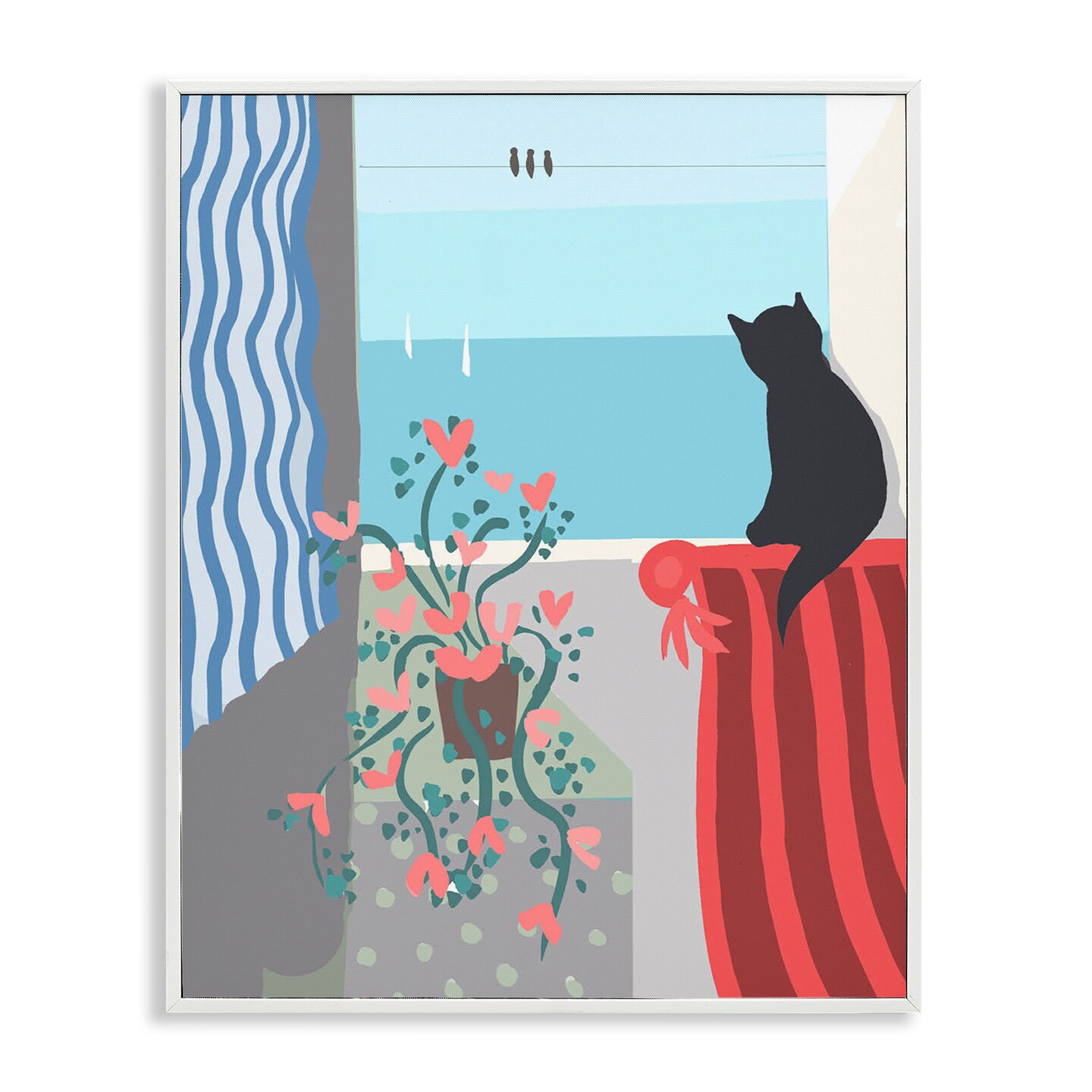 Stupell Industries Window Beach View Framed Giclee Wall Art Design by Betty Boynes